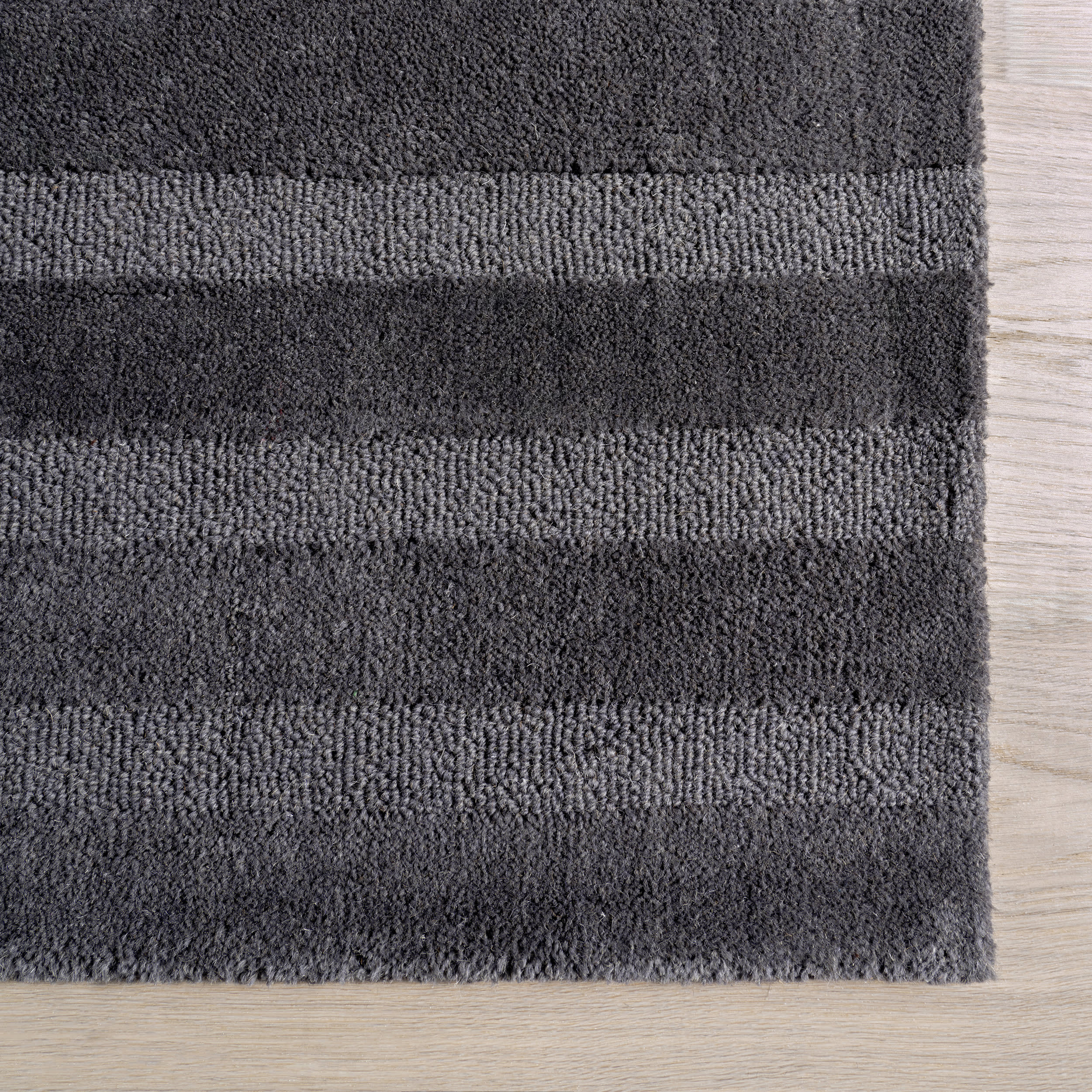 Vestry Striped Wool Rug | Charcoal