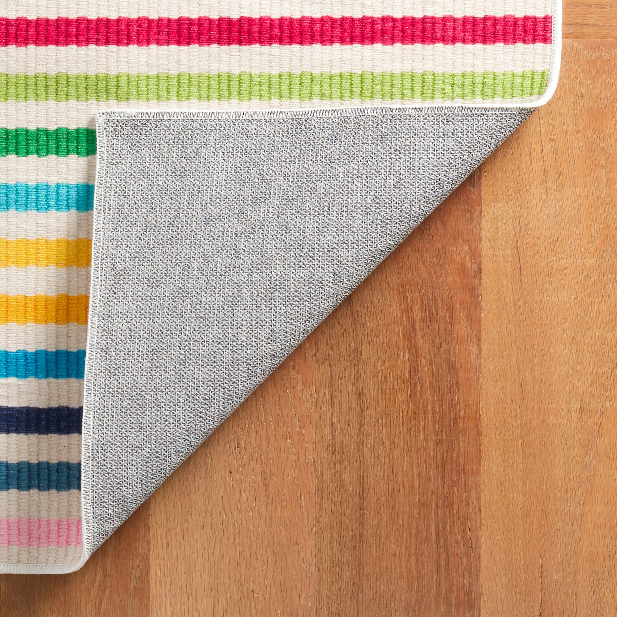 Rainbow Stripe Multi Machine Washable Rug