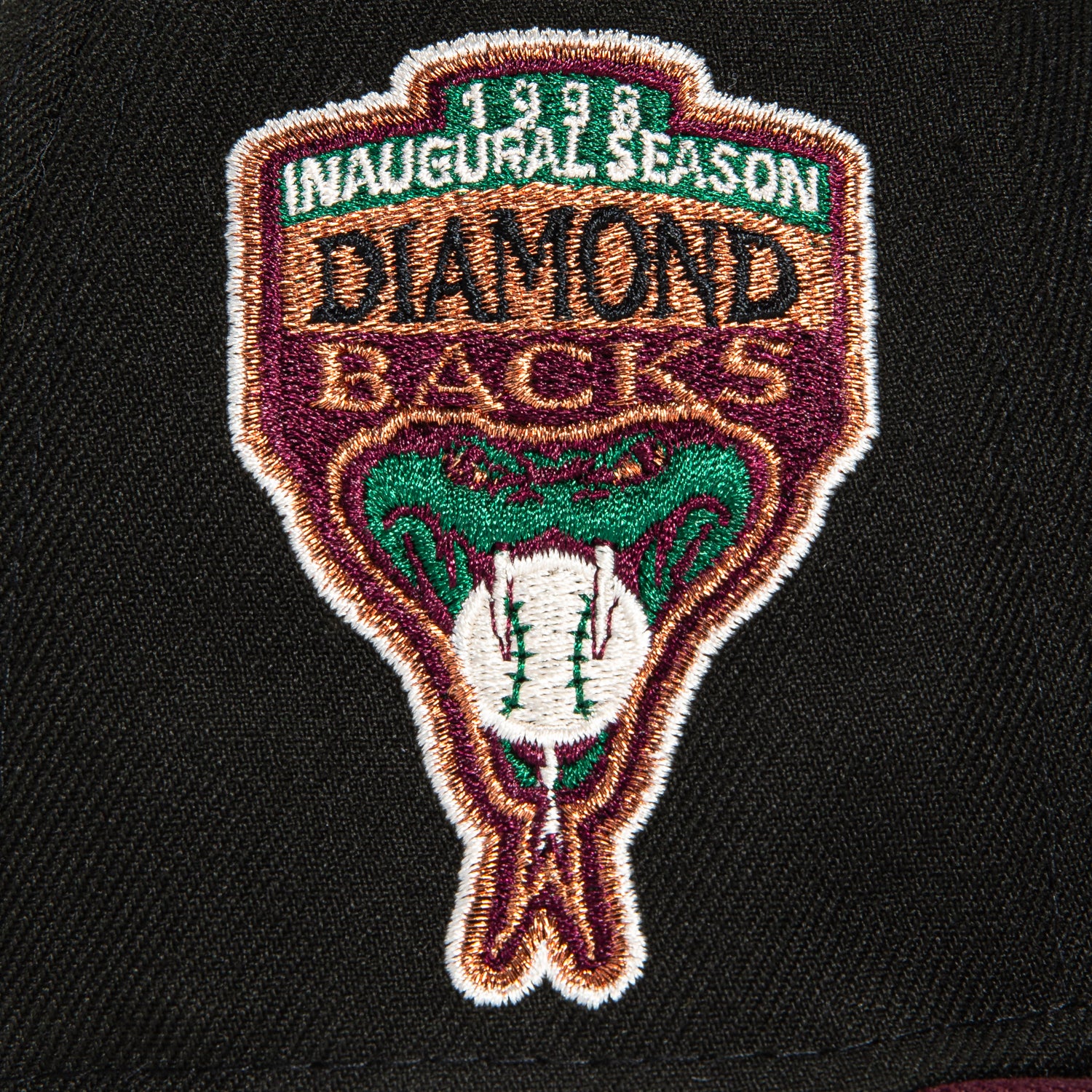 New Era 59Fifty Arizona Diamondbacks Inaugural Patch D Hat - Black, Maroon, Metallic Copper