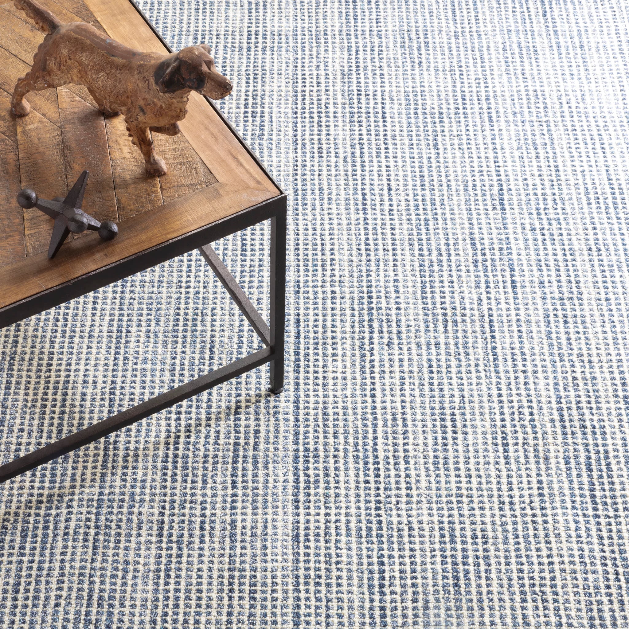 Homer Blue Hand Loom Knotted Wool/Viscose Rug