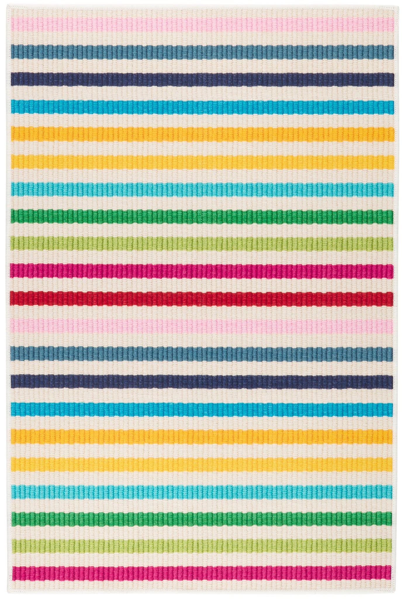 Rainbow Stripe Multi Machine Washable Rug