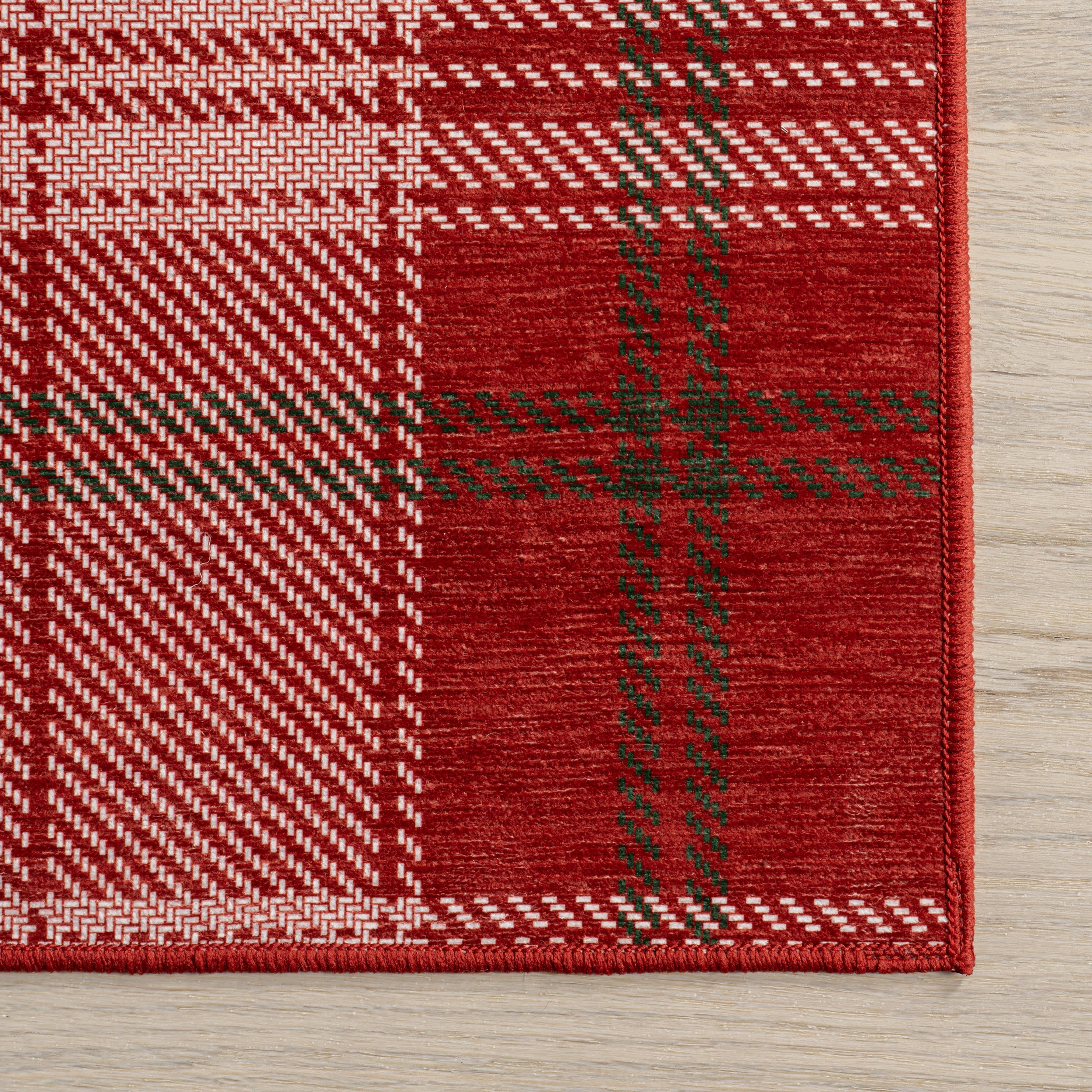 Tytiana Plaid Spill Proof Washable Rug | Red