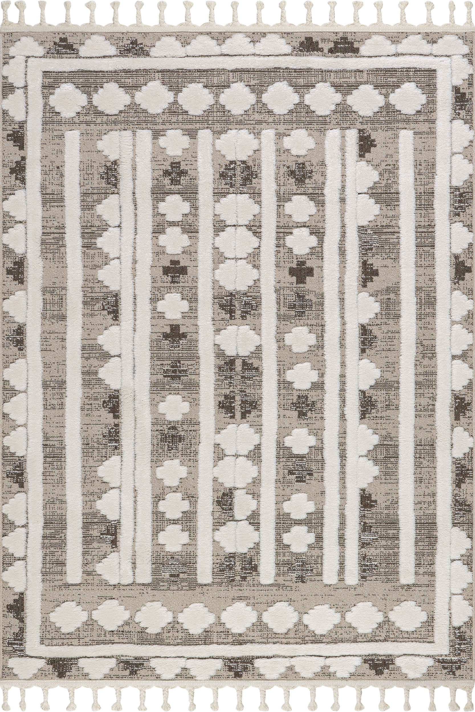 Audience Geometric Tasseled Rug | Beige