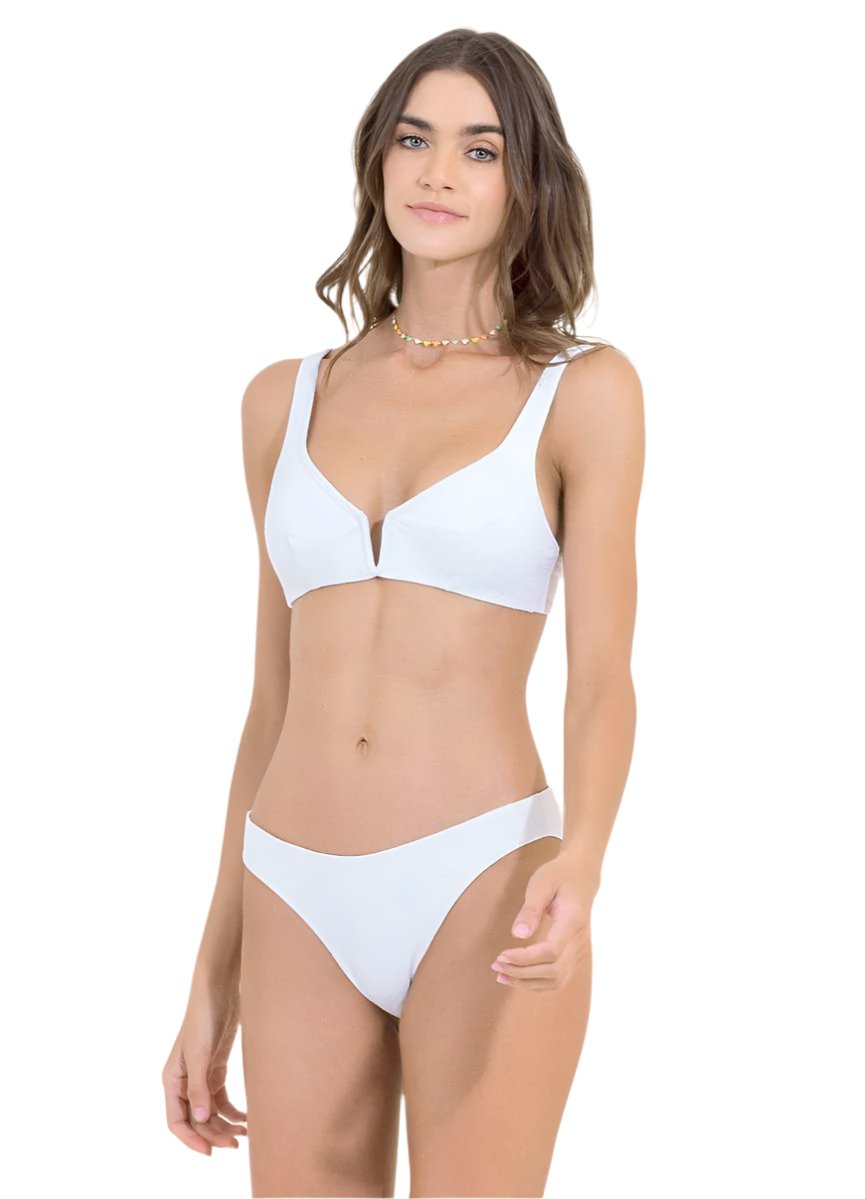 Maaji White Cotton Victory V Wire Bralette Bikini Top