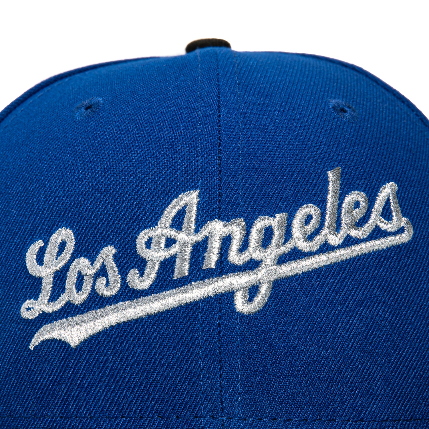 New Era 59Fifty Los Angeles Dodgers 50th Anniversary Stadium Patch Script Hat - Royal, Black, Metallic Silver