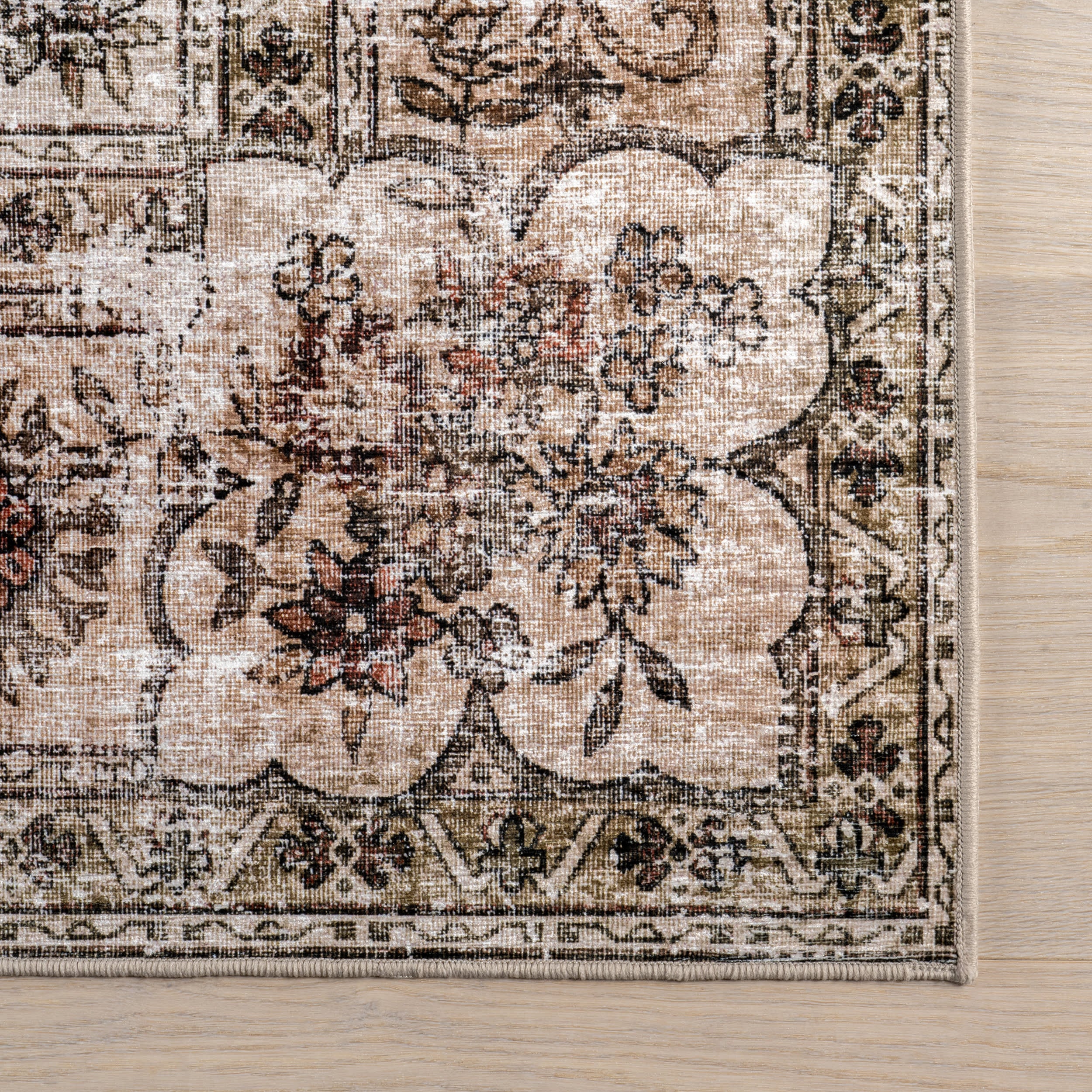 Audrina Persian Spill Proof Washable Rug | Beige