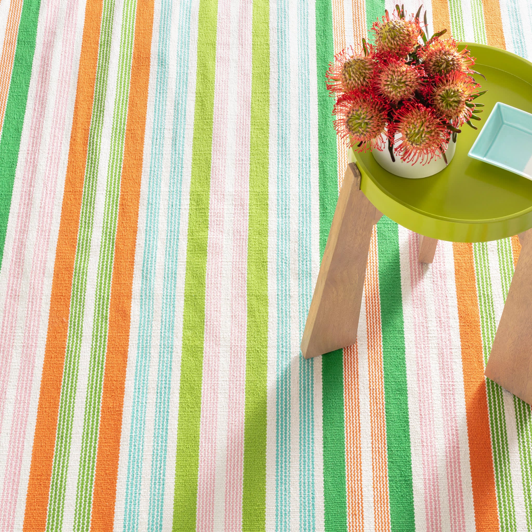 Wavy Stripe Spring Handwoven Cotton Rug