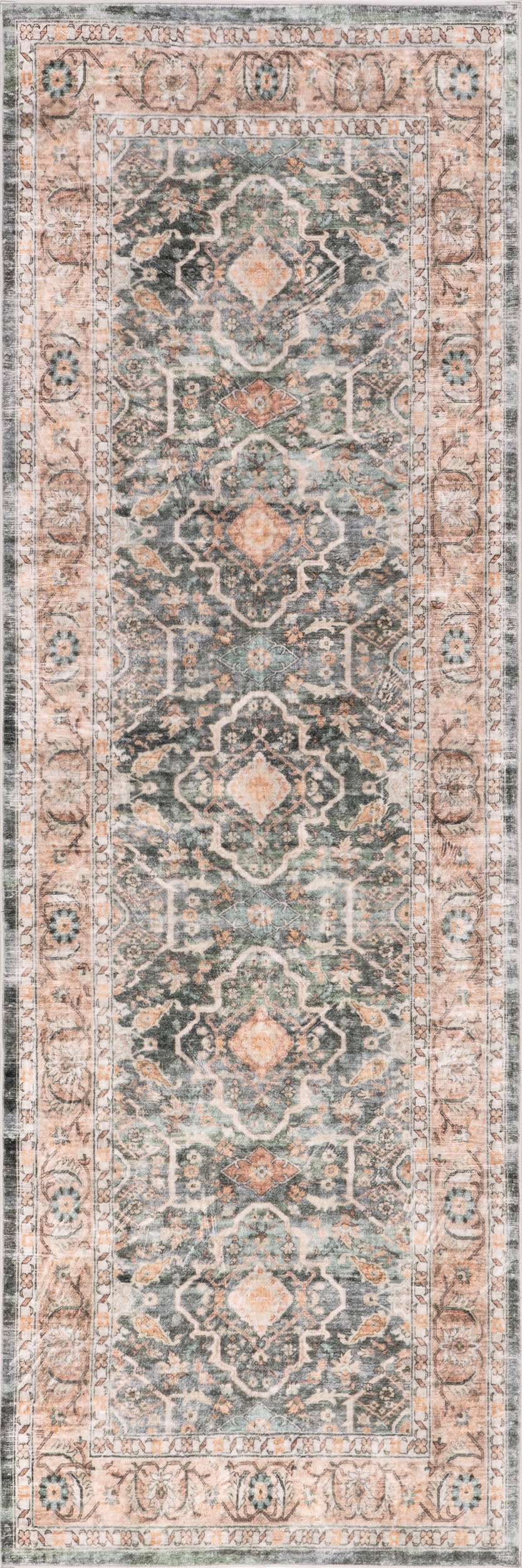 Hadlee Medallion Washable Rug | Peach