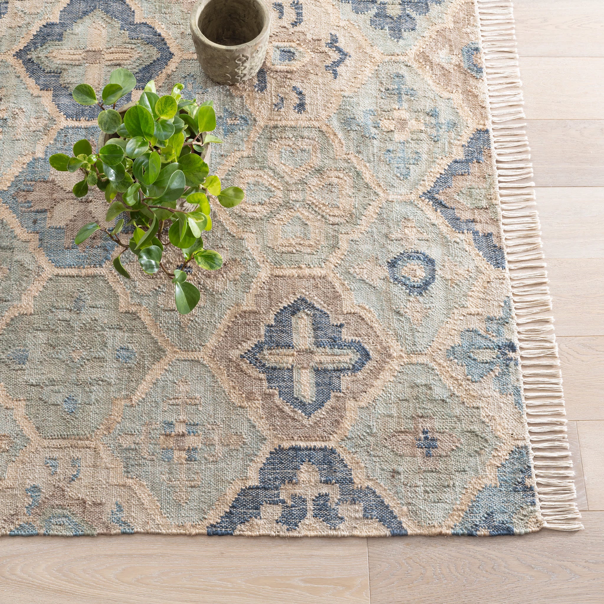 Pali Blue Handwoven Jute Rug