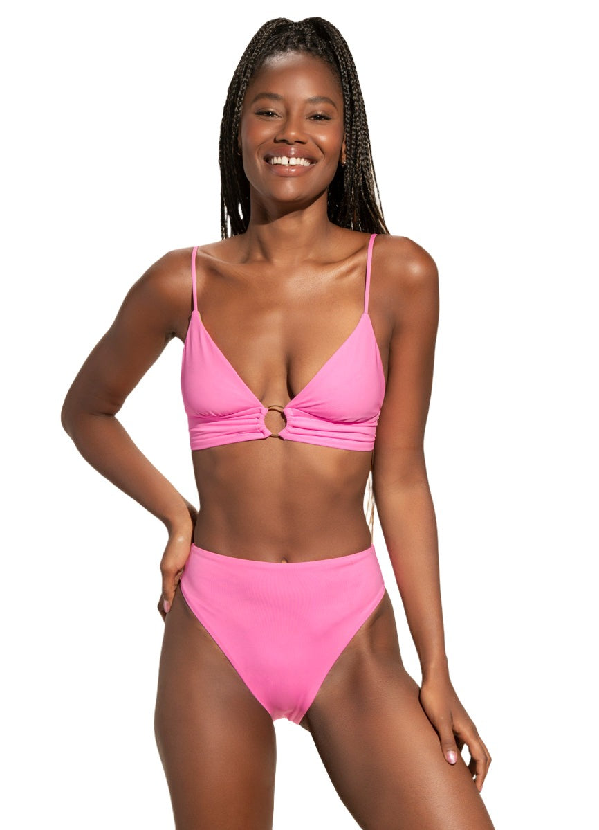 Maaji Bombon Pink Shine Long Line Triangle Bikini Top