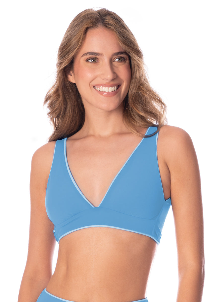 Maaji Stone Blue Allure Long Line Triangle Bikini Top