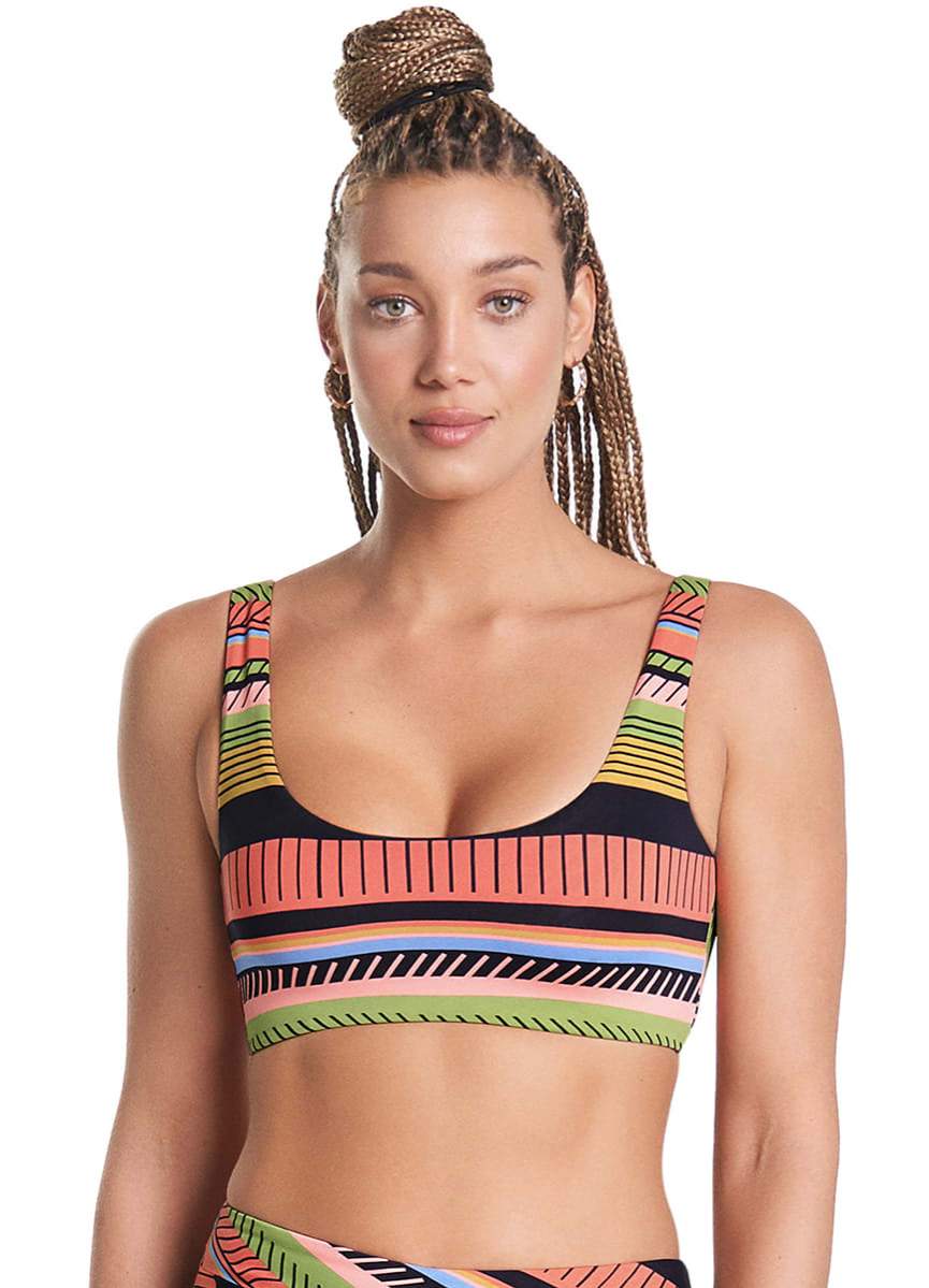 Maaji Roman Stripe Izzy Sporty Bralette Bikini Top