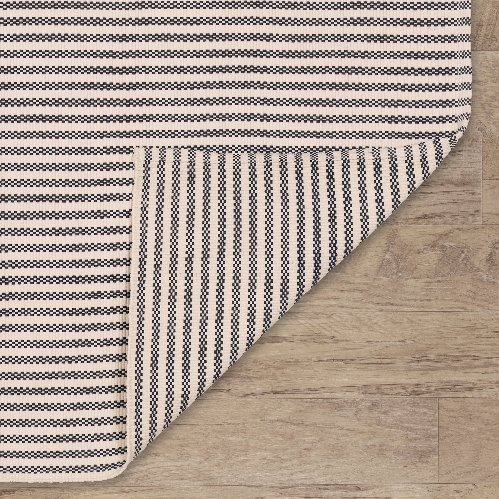 Pinstripe Navy/Ivory Handwoven Indoor/Outdoor Rug