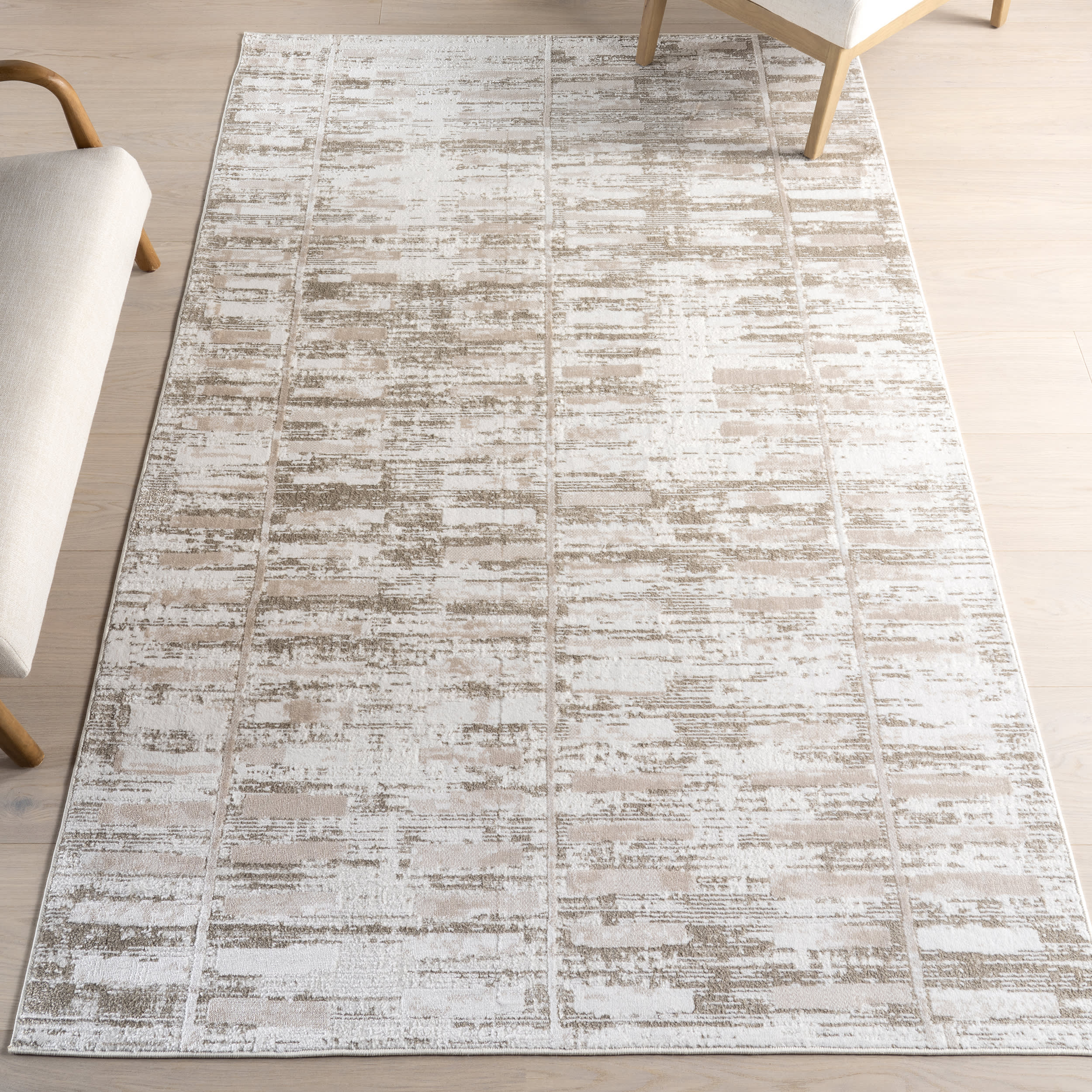 Mercy Geometric Washable Rug | Light Beige