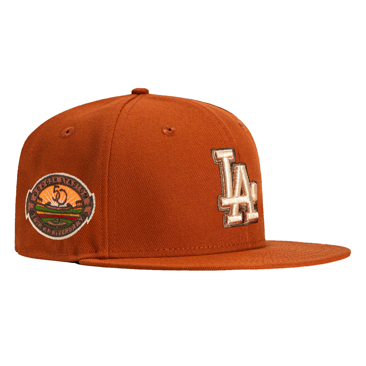 New Era 59Fifty Campfire Los Angeles Dodgers 50th Anniversary Stadium Patch Hat - Burnt Orange