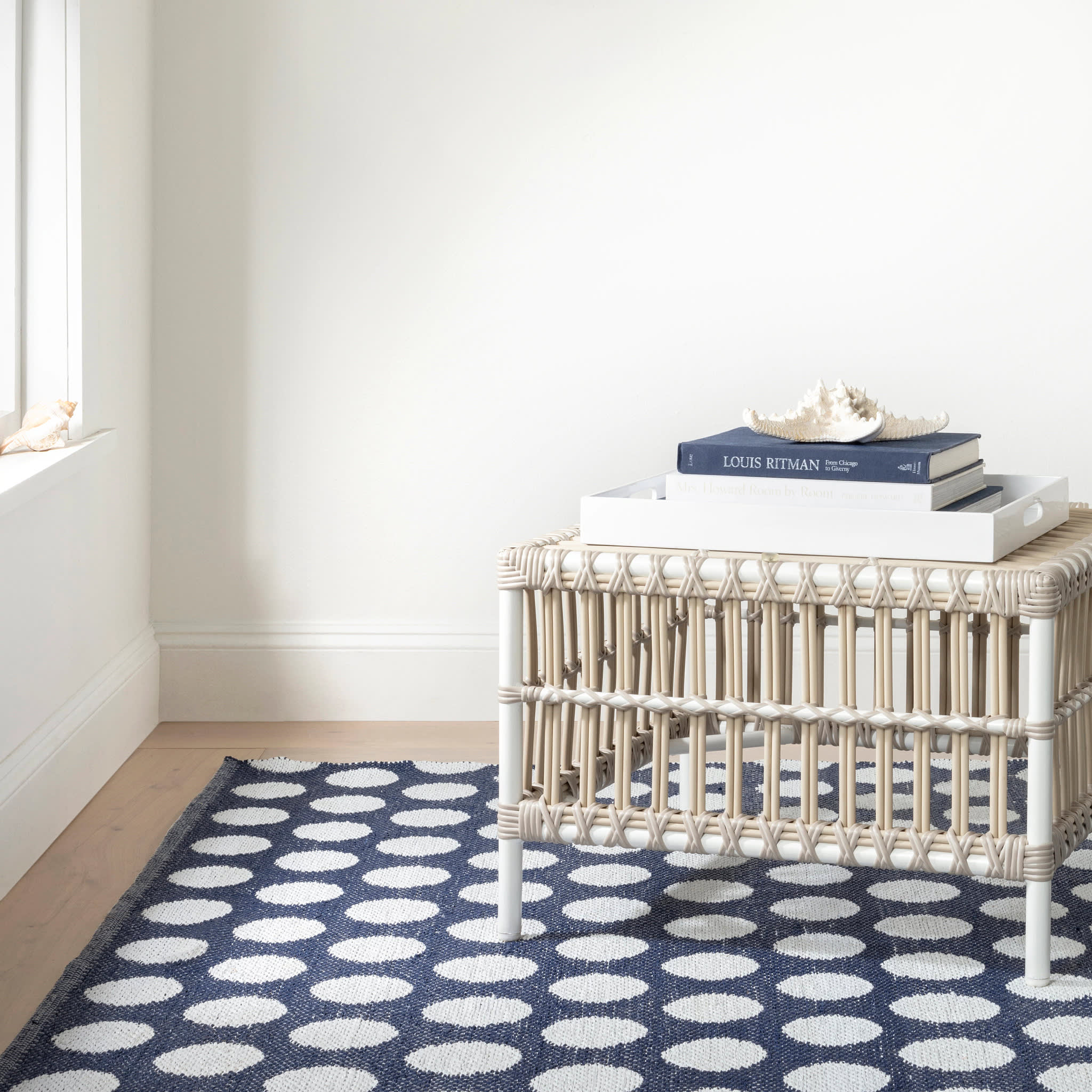 Dot Navy Handwoven Indoor/Outdoor Rug