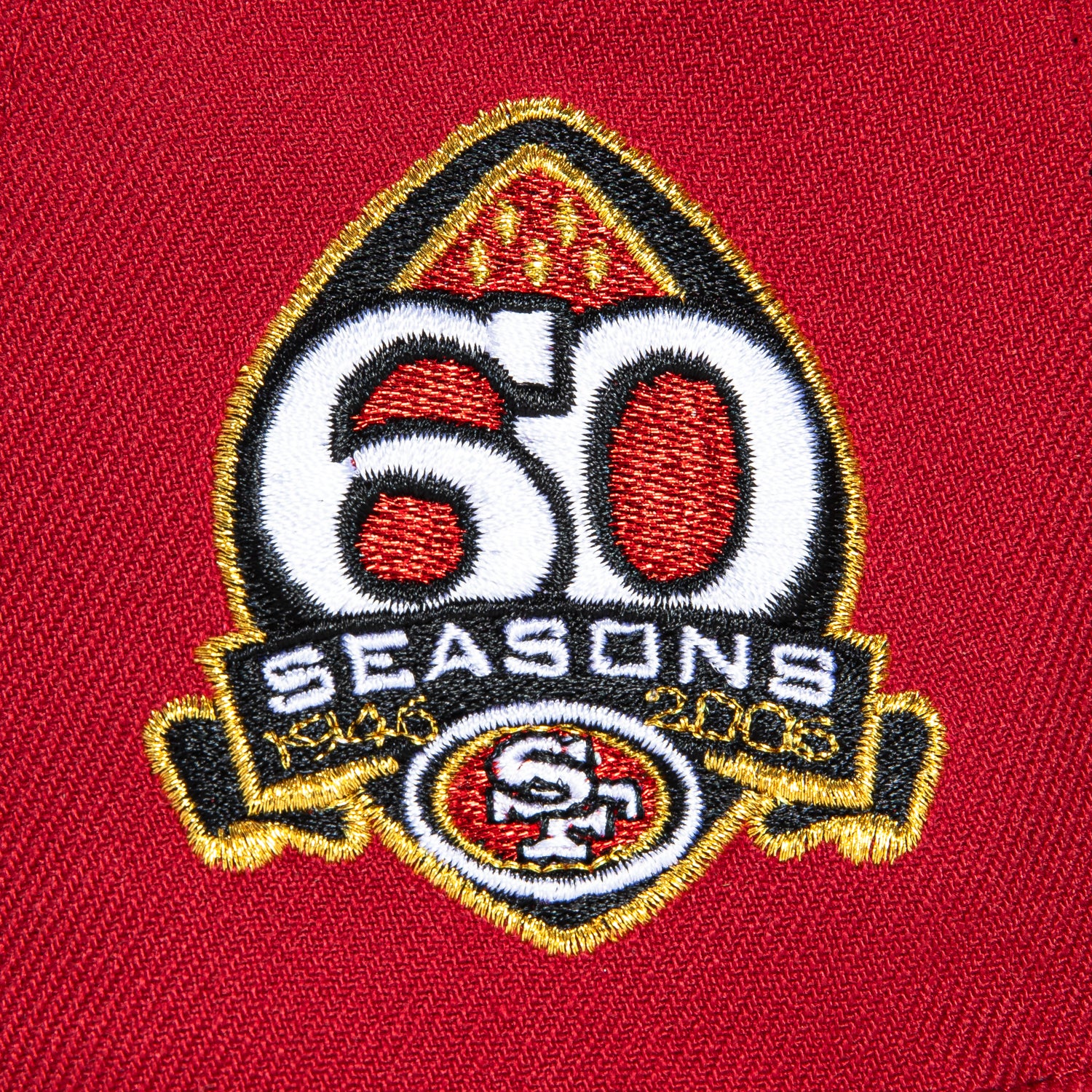 New Era 59Fifty San Francisco 49ers 60th Anniversary Patch Word Hat - Cardinal, Black