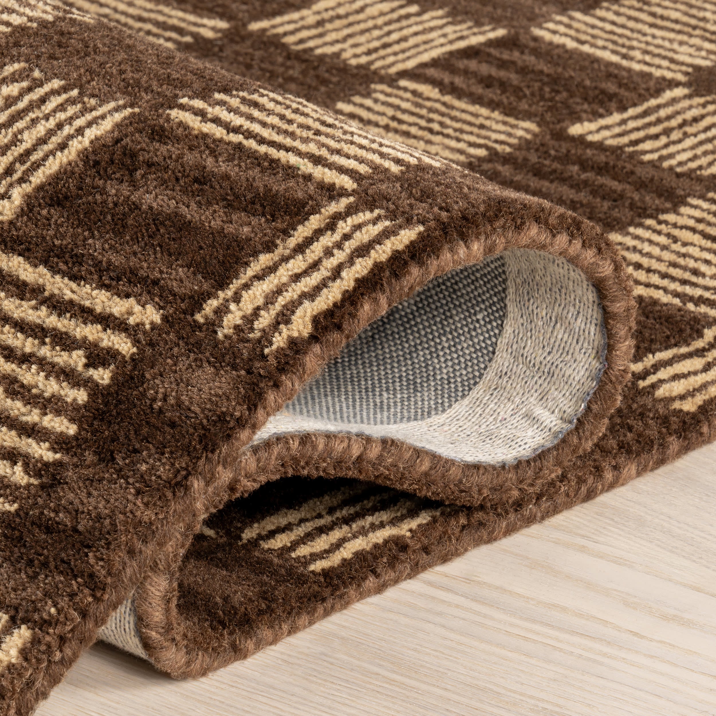 Quince Checked Wool Rug | Brown