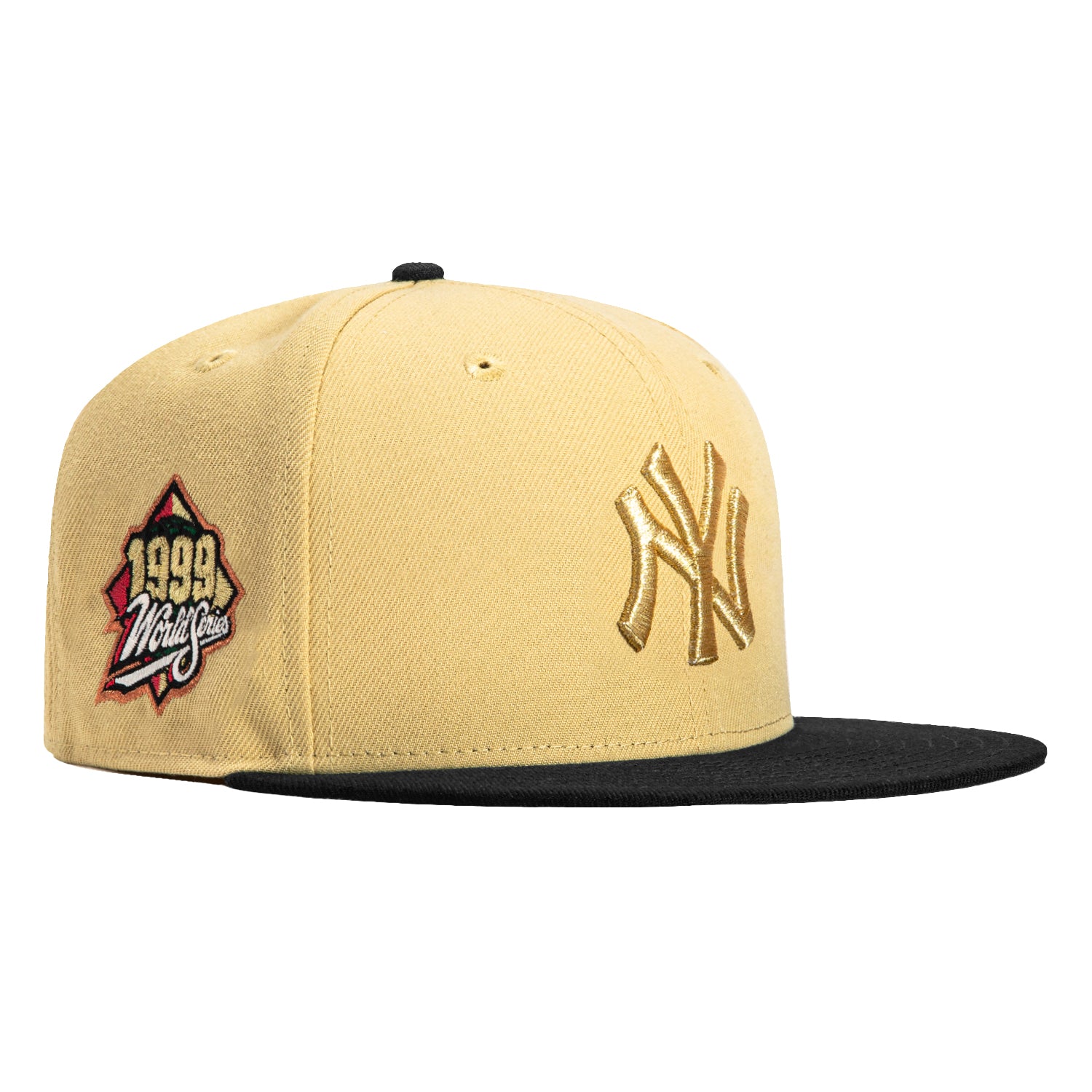 New Era 59Fifty New York Yankees 1999 World Series Patch Hat - Tan, Black, Metallic Gold