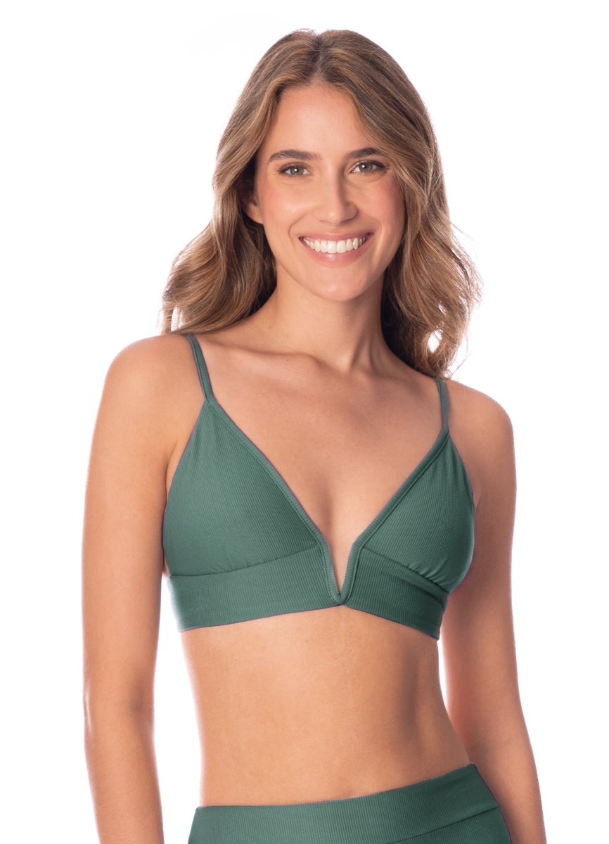 Maaji Eucalyptus Green Parade Long Line Triangle Bikini Top