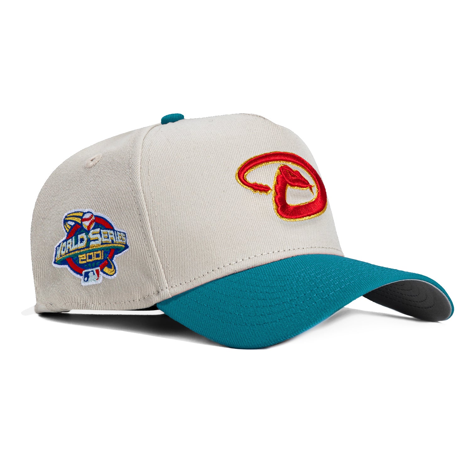 New Era 9Forty A-Frame Arizona Diamondbacks 2001 World Series Patch Snapback Hat - White, Teal