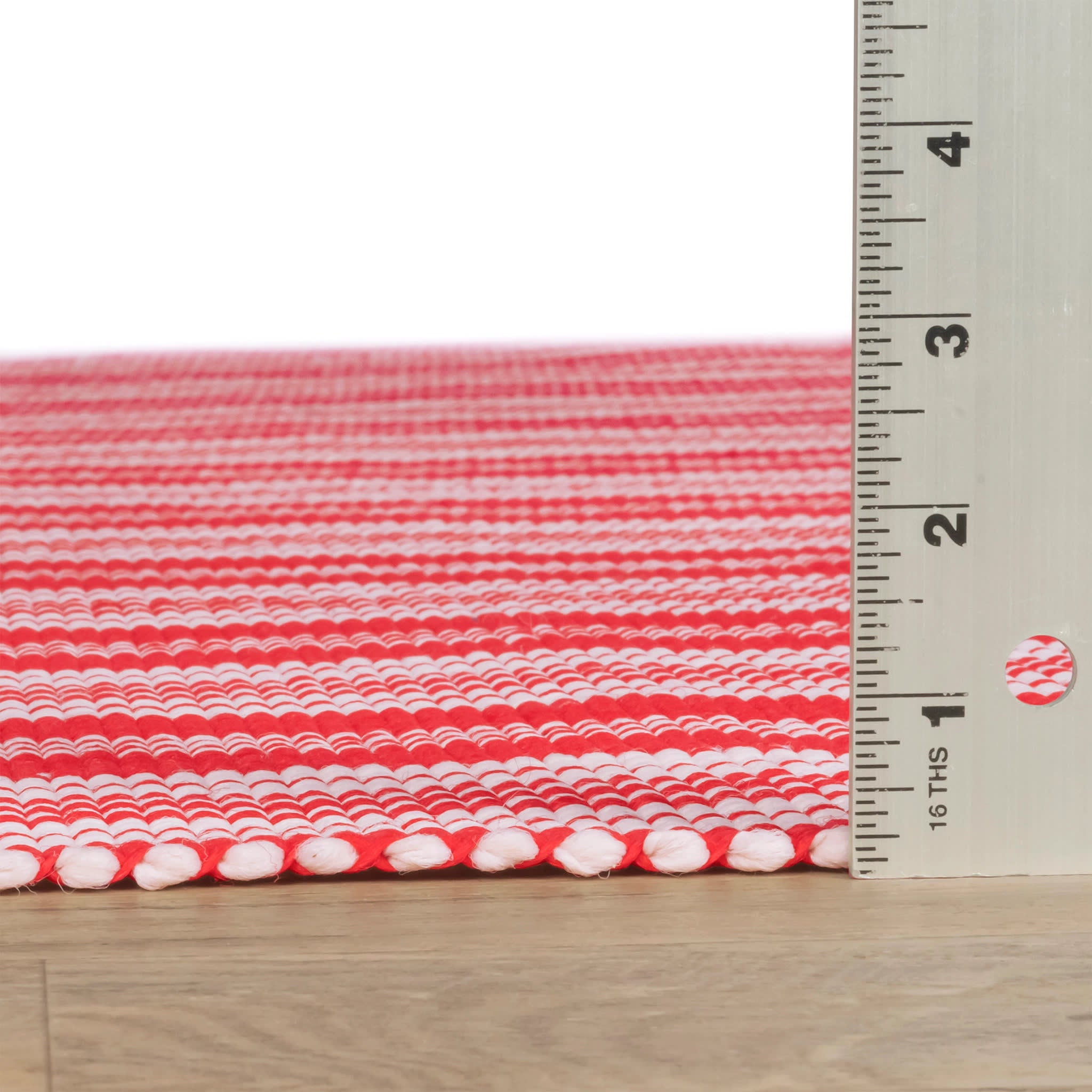 Ticking Stripe Red/Ivory Handwoven Indoor/Outdoor Rug