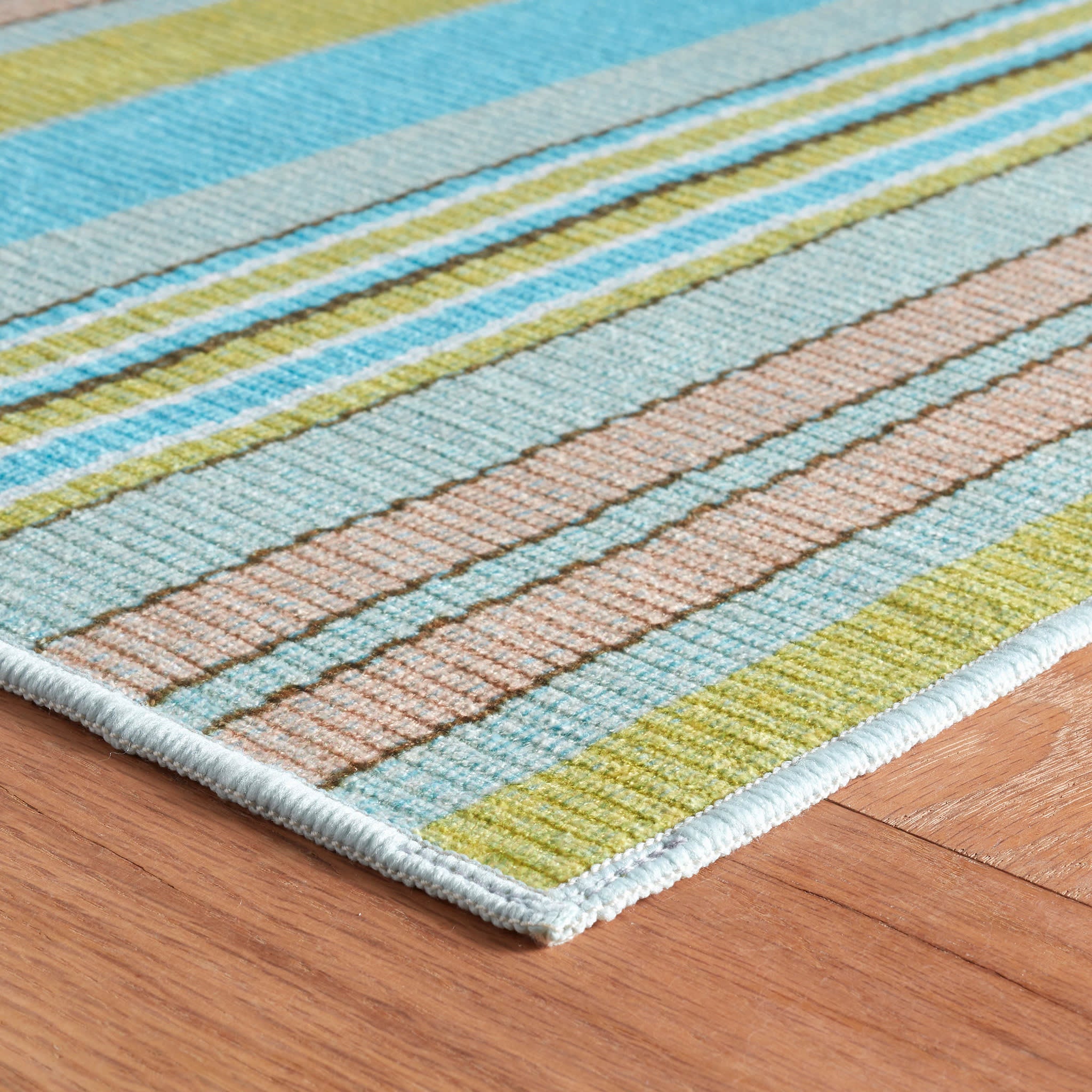 Aquinnah Ticking Multi Machine Washable Rug