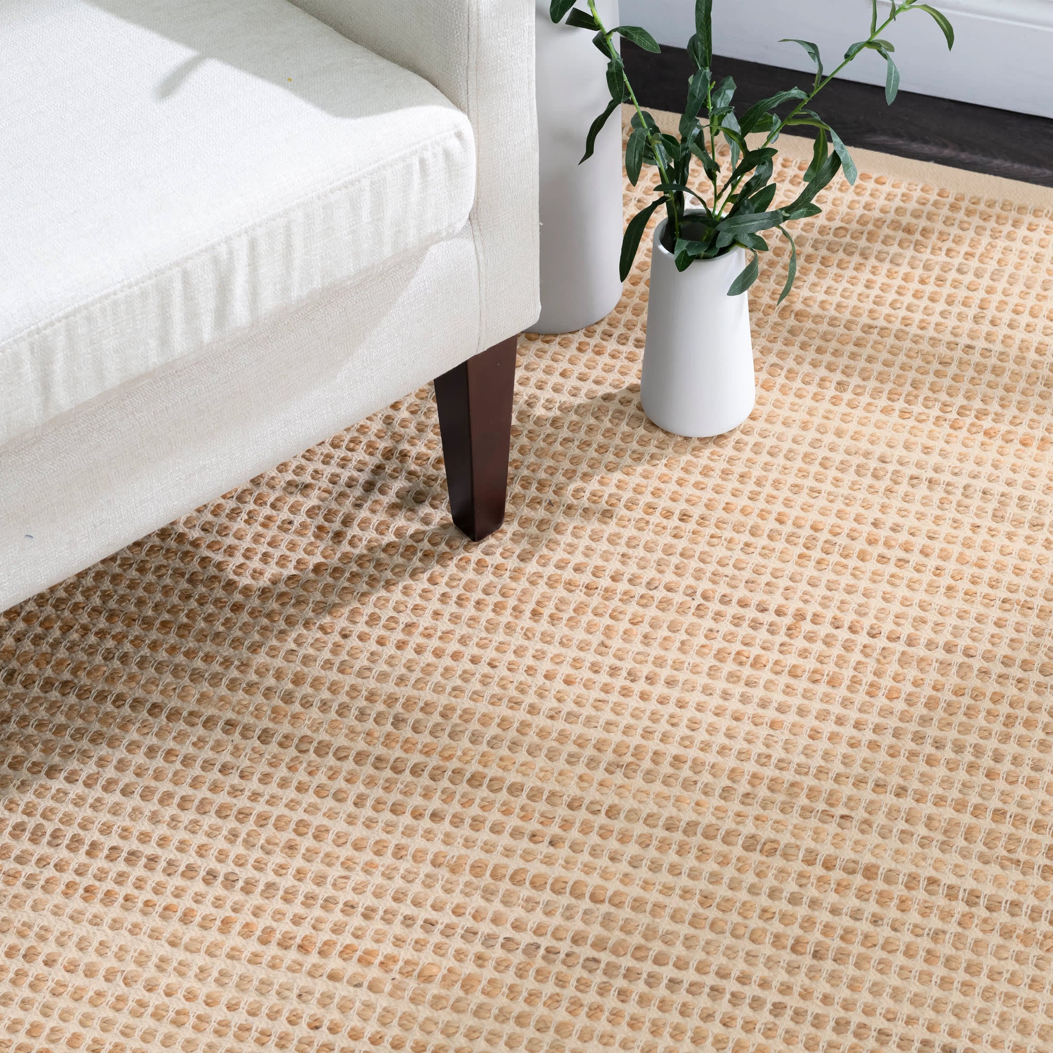 Gravel Ivory/Natural Handwoven Jute Rug