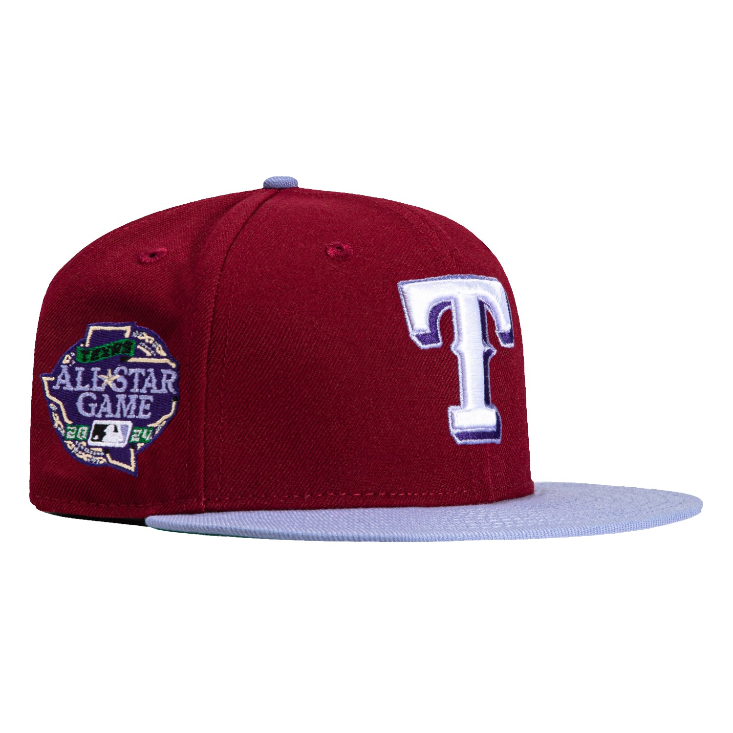 New Era 59Fifty Texas Rangers 2024 All Star Game Patch Hat - Cardinal, Lavender