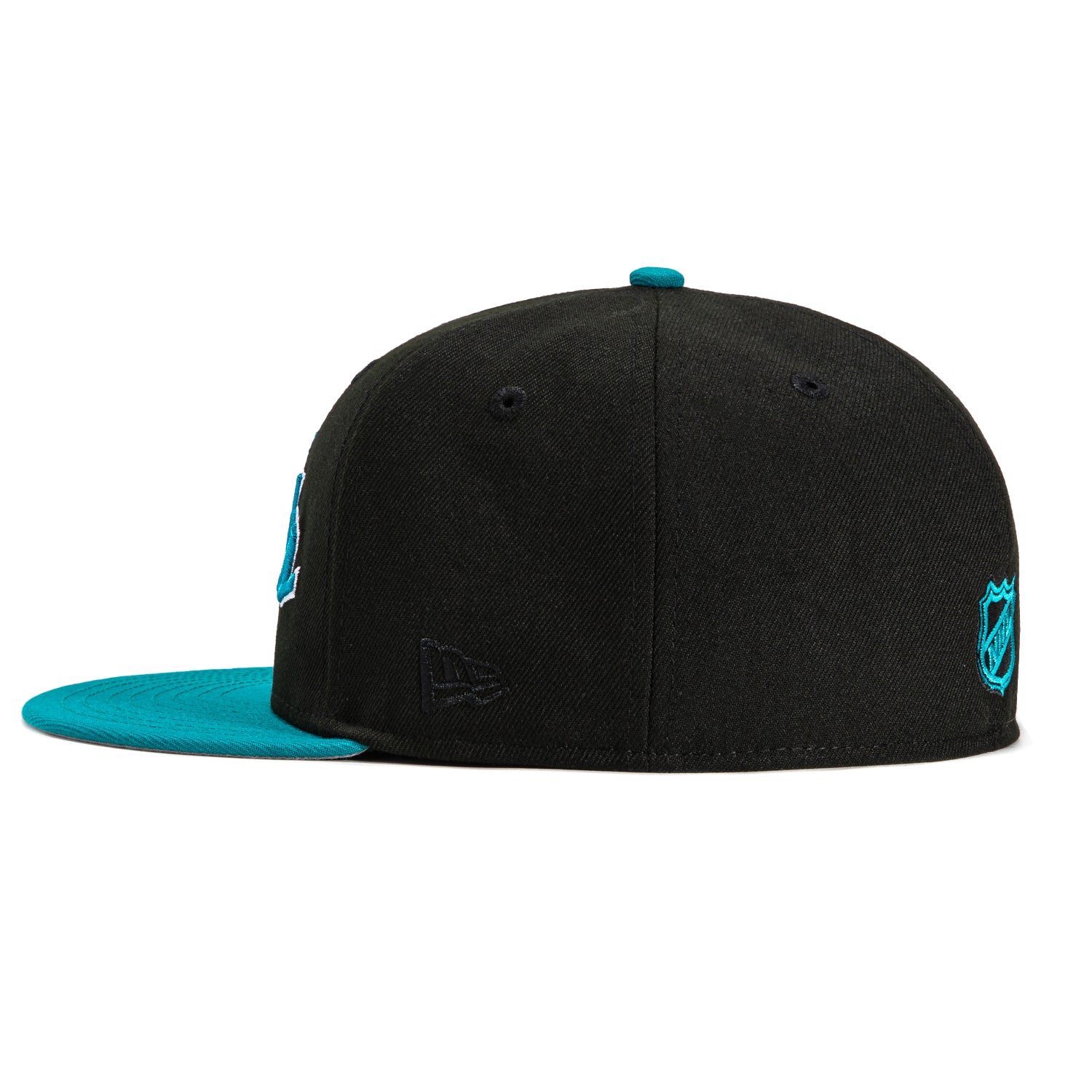 New Era 59Fifty San Jose Sharks Logo Patch Script Hat - Black, Teal