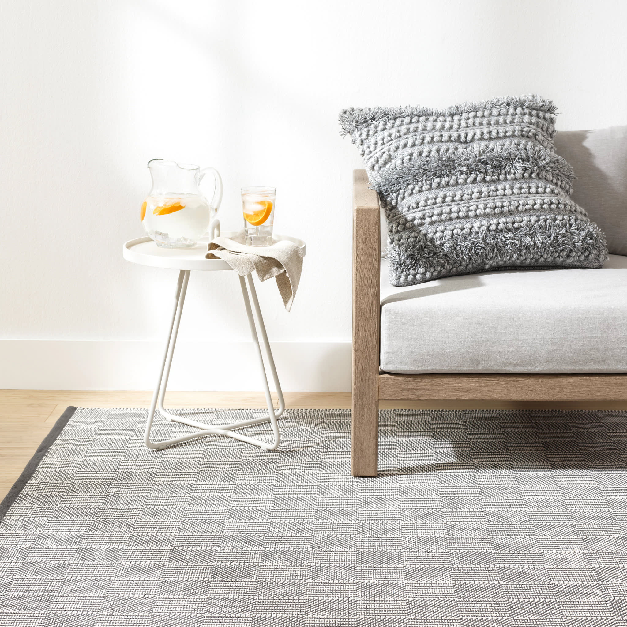 Squares Grey Handwoven Indoor/Outdoor Rug