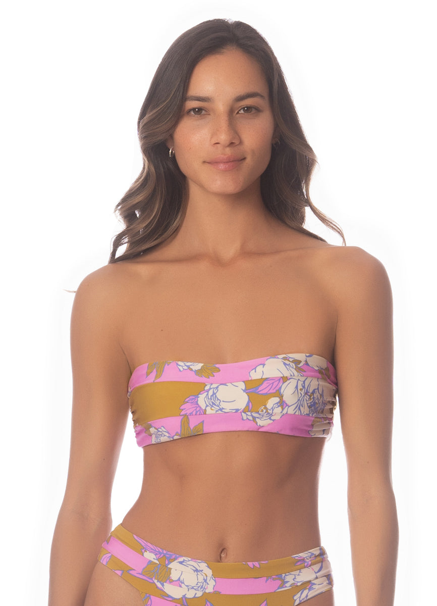 Maaji Pink Fiore Lianna Strapless Bandeau Bikini Top