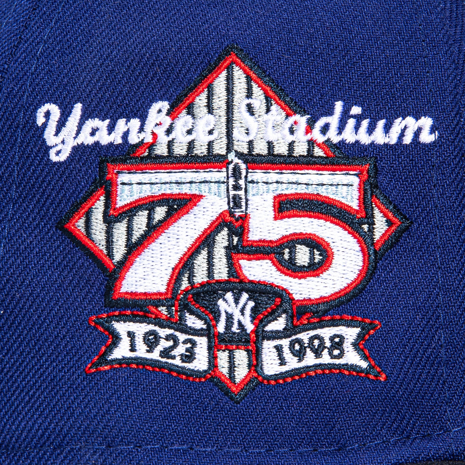 New Era 59Fifty New York Yankees 75th Anniversary Stadium Patch Script Hat - Royal, Navy