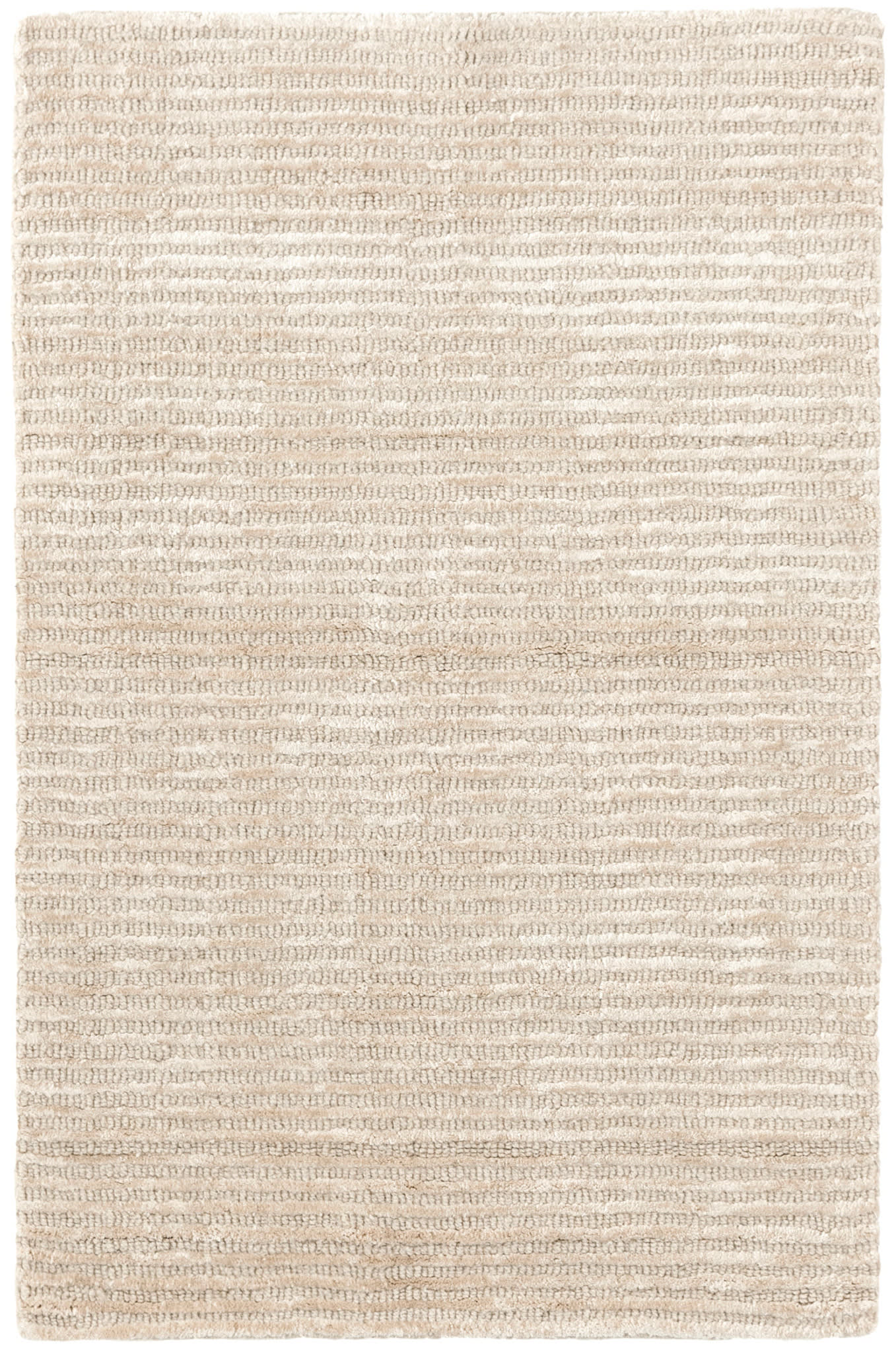 Cut Stripe Ivory Hand Knotted Viscose/Wool Rug