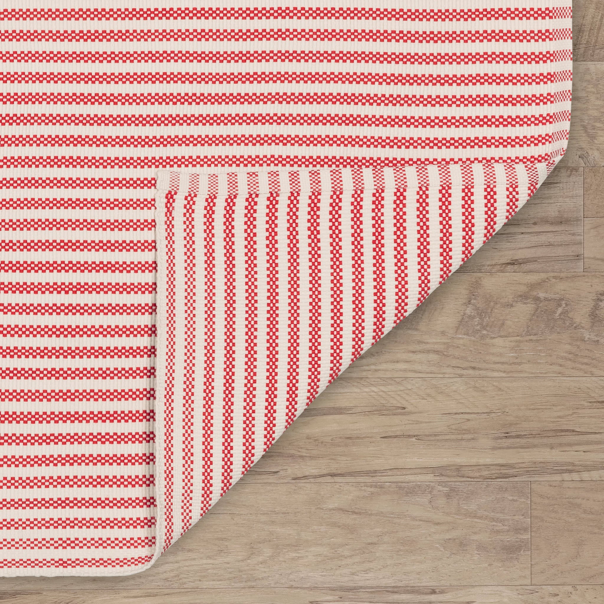 Pinstripe Red/Ivory Handwoven Indoor/Outdoor Rug