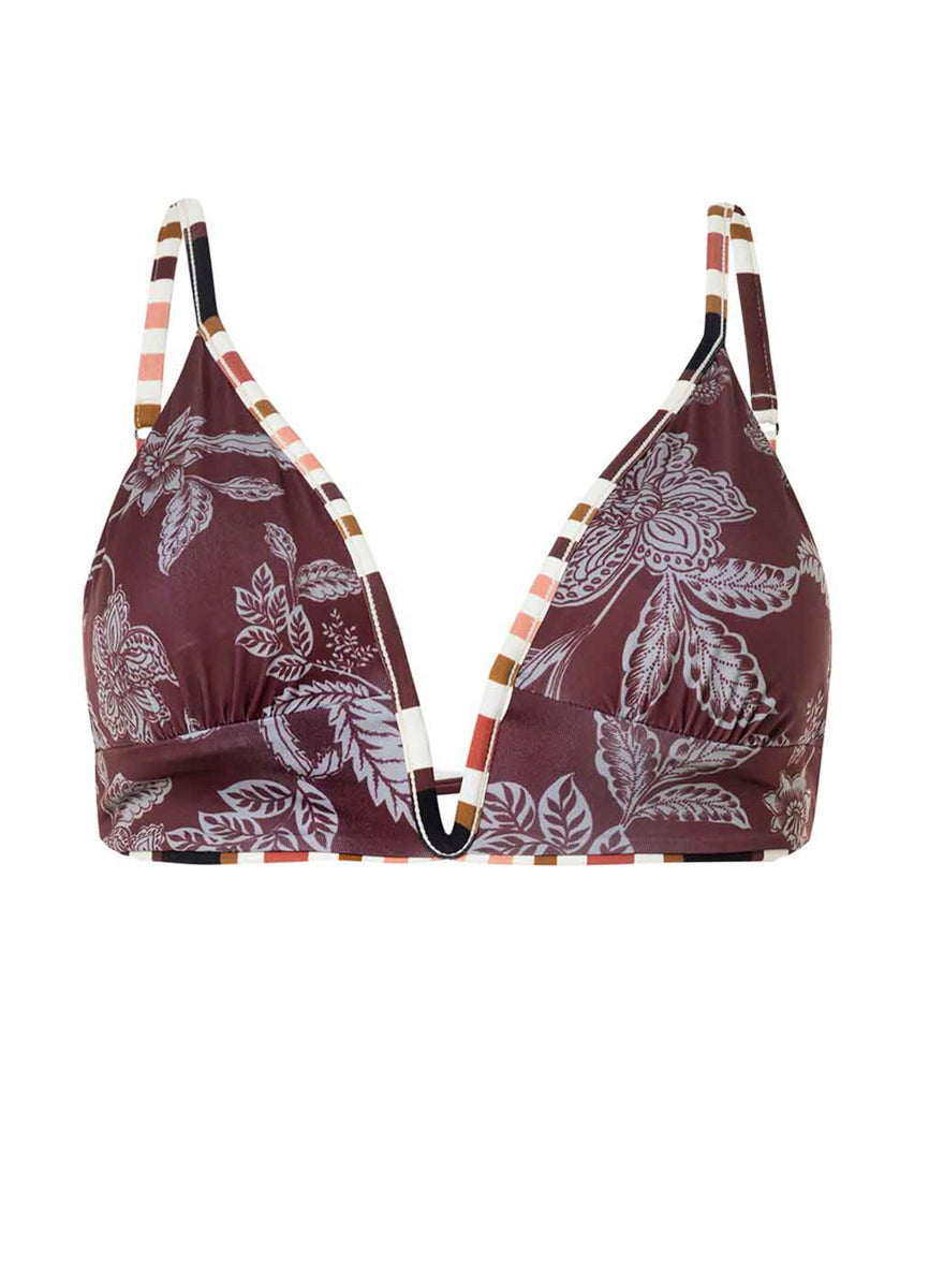 Maaji Burgundy Barcode Parade Long Line Triangle Bikini Top