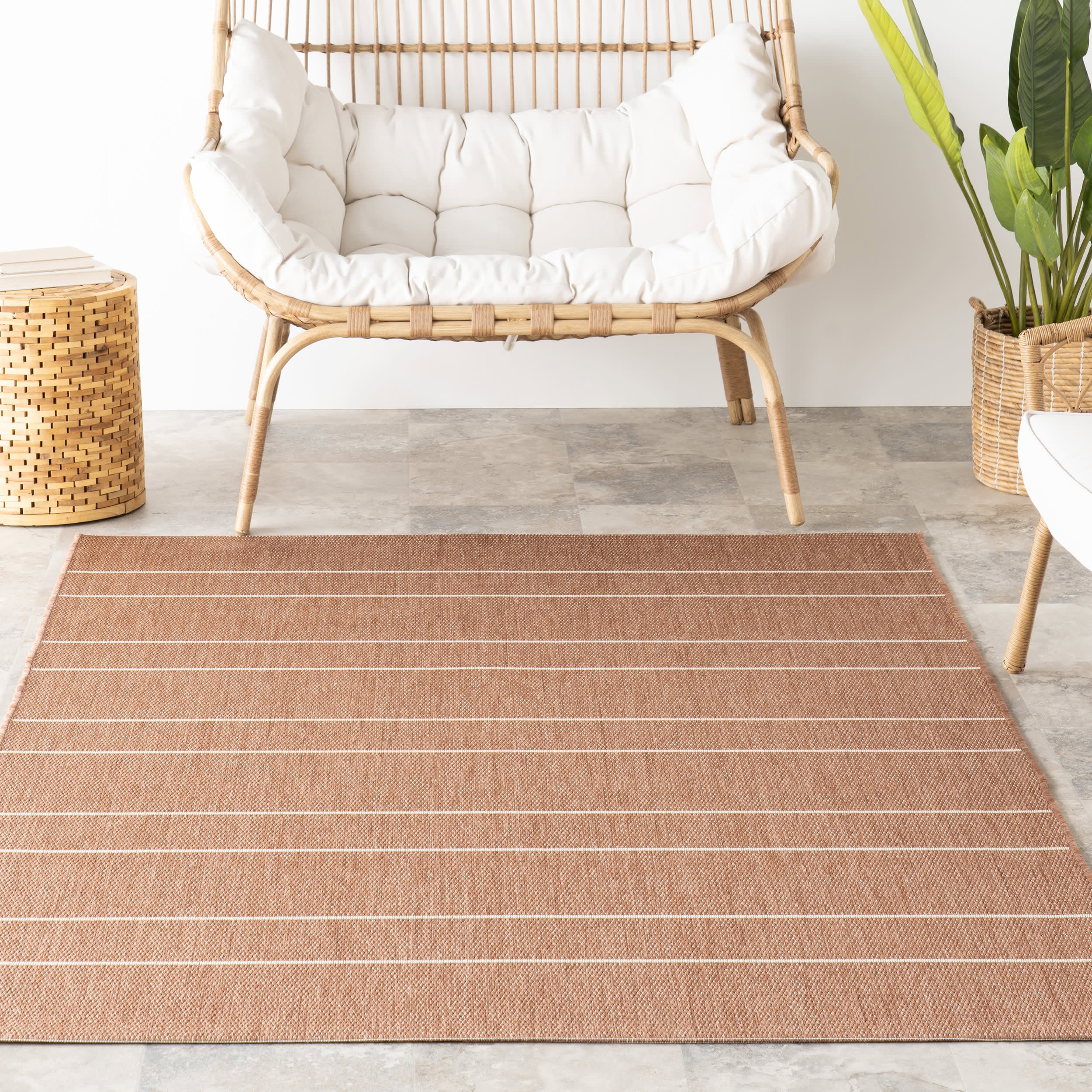 Venetian Pinstripes Indoor/Outdoor Rug | Brown