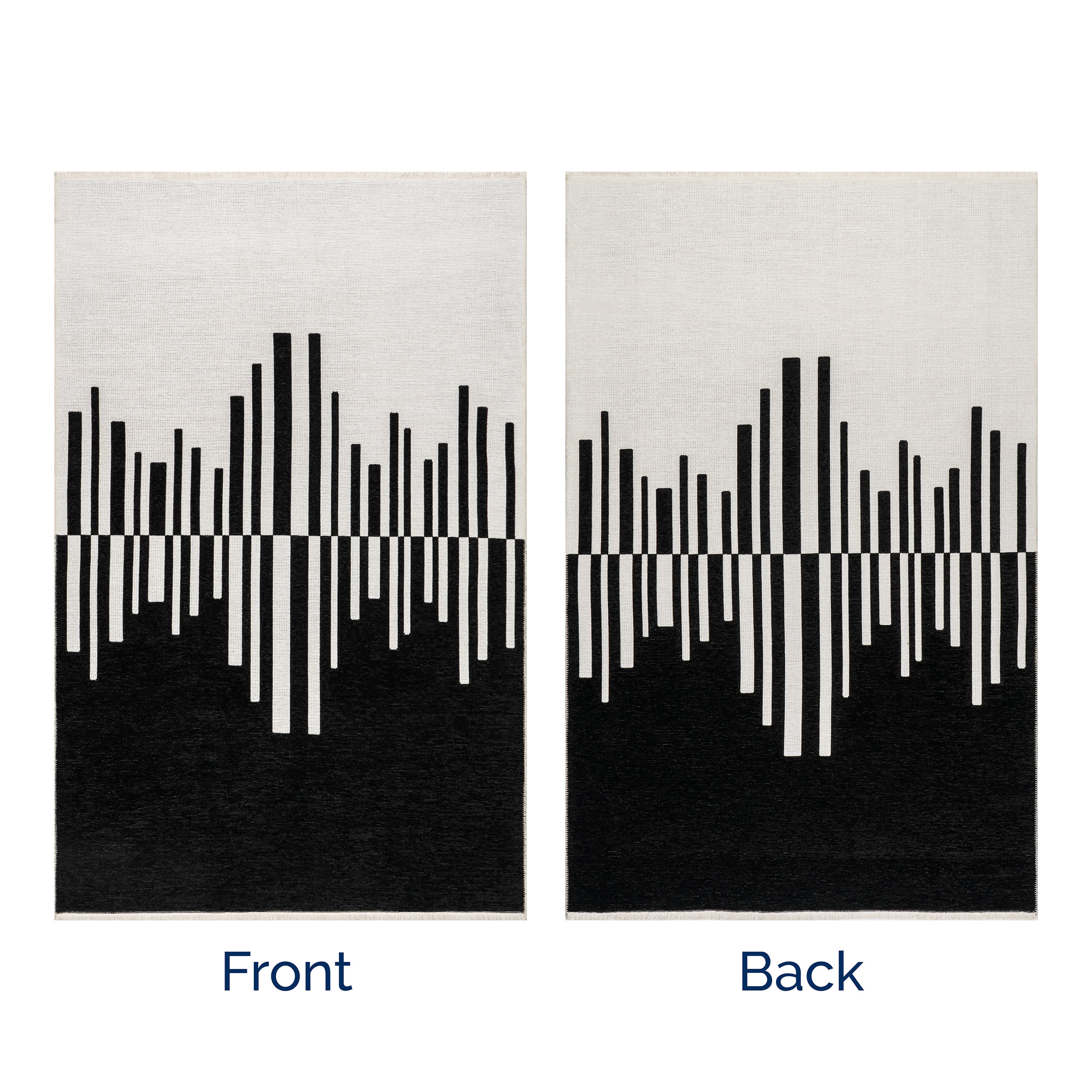 Alayah Piano Keys Reversible Washable Rug | Black/Cream