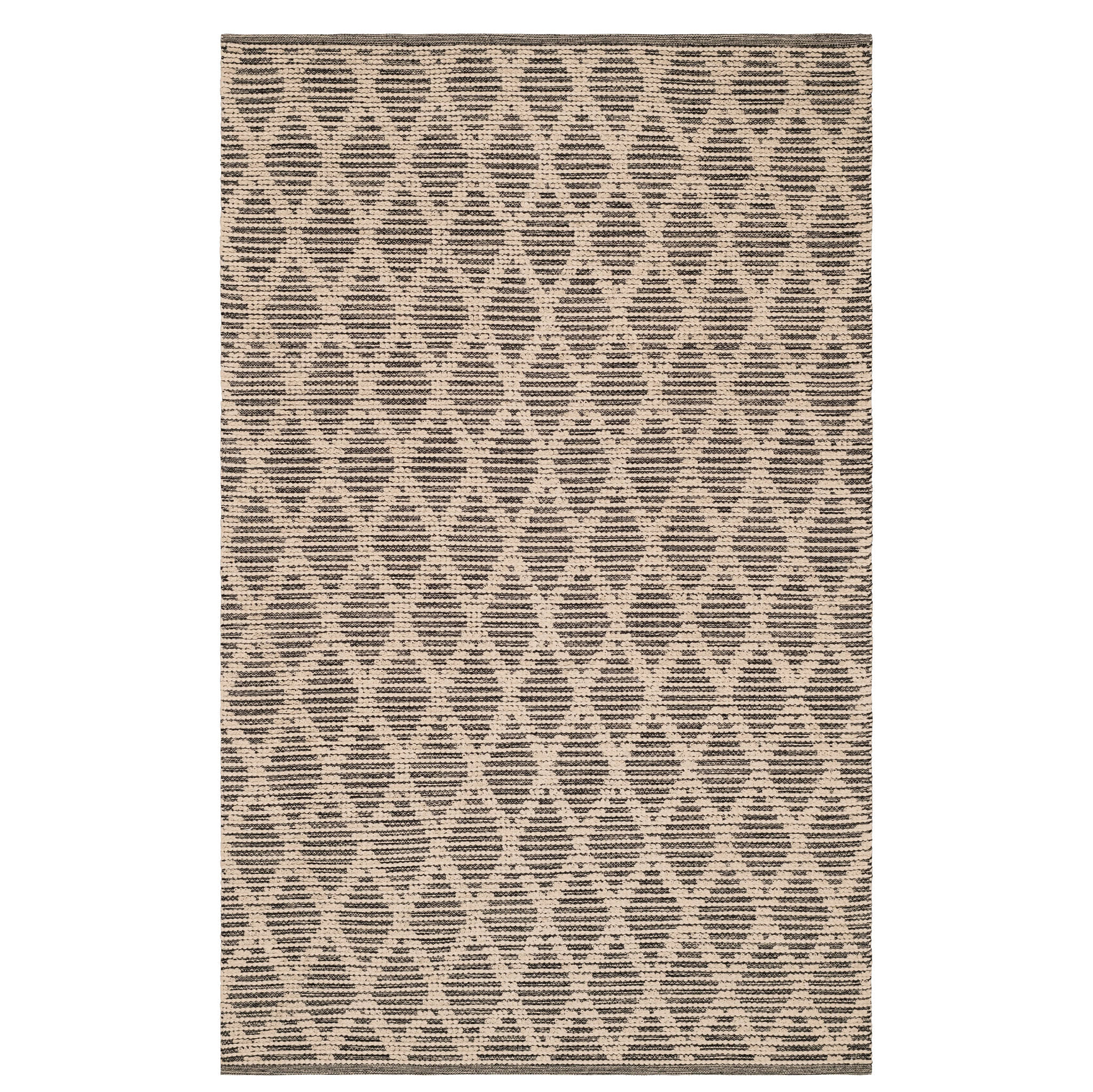 Textured Diamond Blue/Ivory Handwoven Cotton Rug