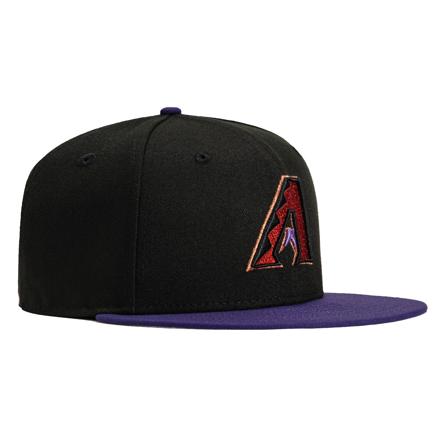 New Era 59Fifty Arizona Diamondbacks A Hat - Black, Purple, Red, Metallic Copper