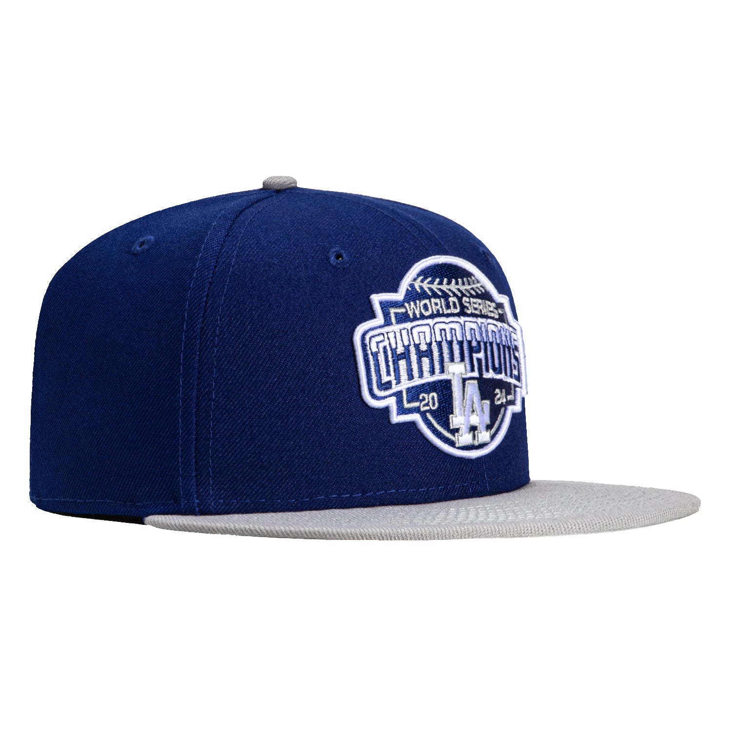 New Era 59Fifty Los Angeles Dodgers 2024 World Series Champions Logo Hat - Royal, Grey