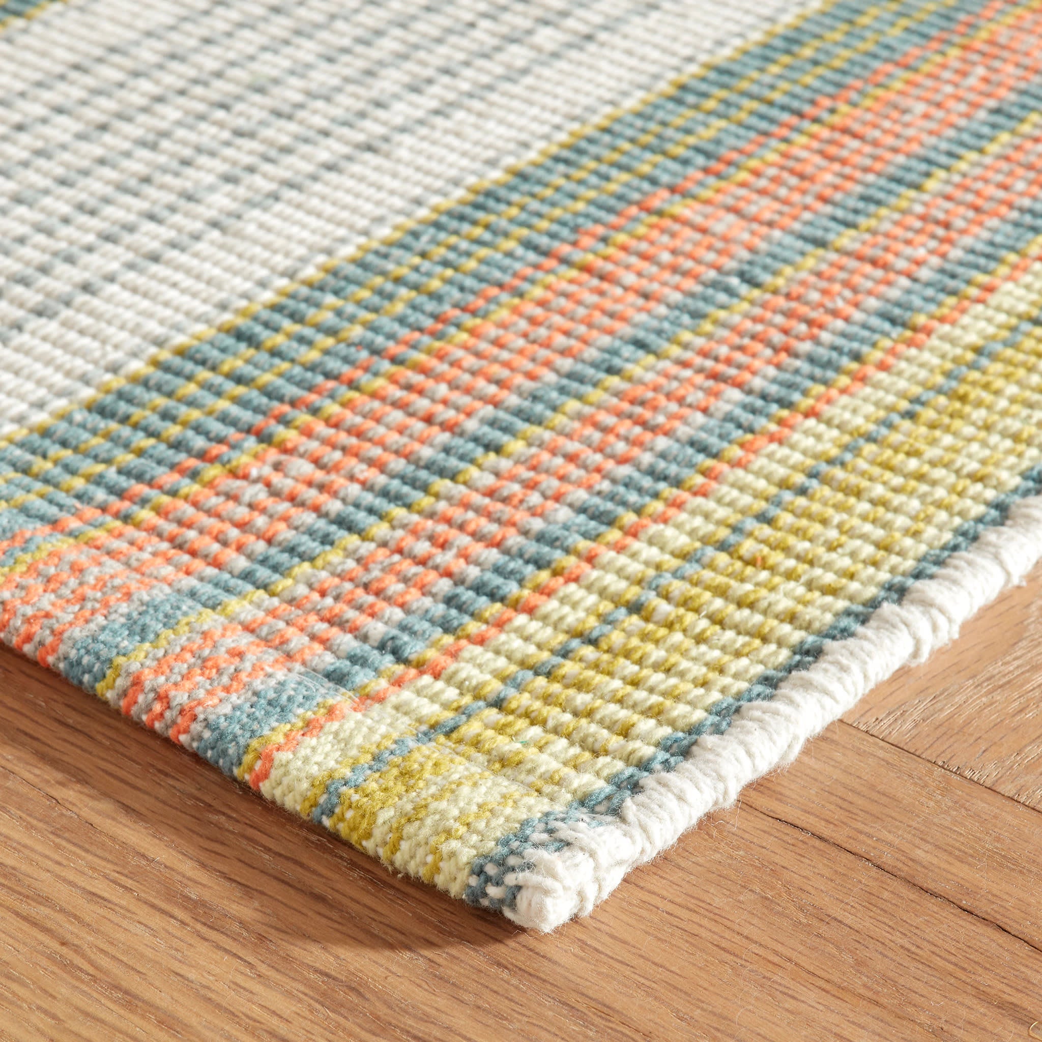 Sloane Stripe Sprout Handwoven Cotton Rug