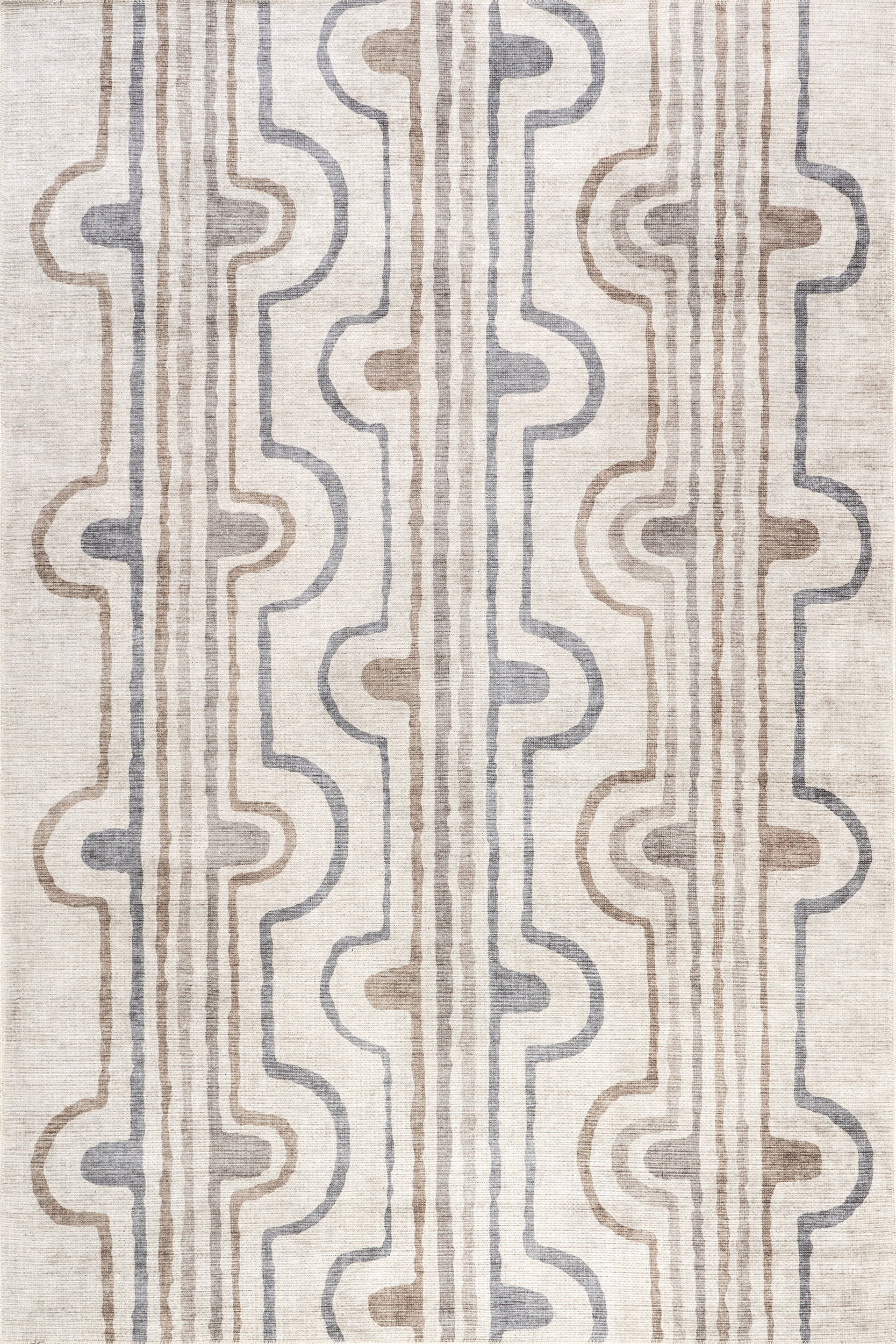 Nyra Groovy Washable Rug | Taupe