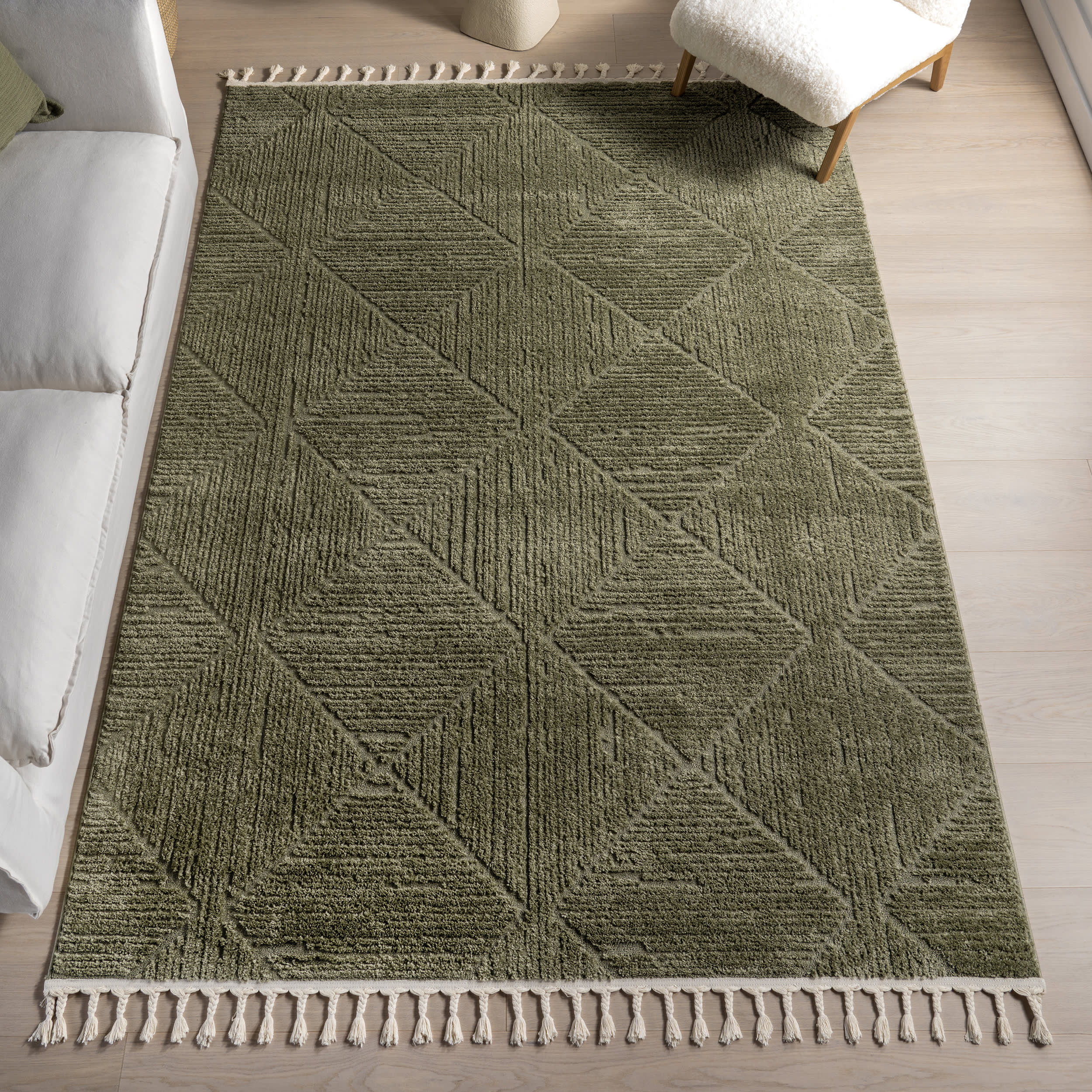 Shafali Tiled Trellis Rug | Green