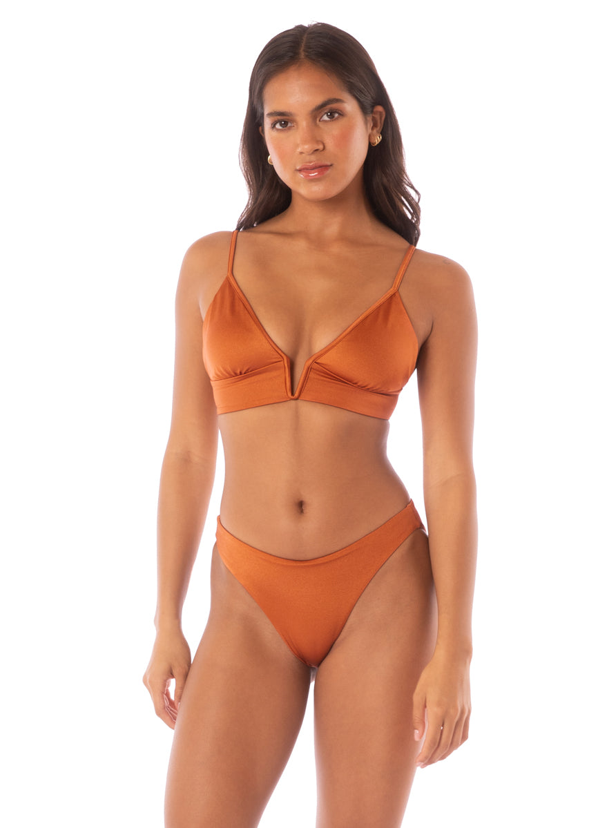 Maaji Satin Umber Sublimity Regular Rise Classic Bikini Bottom