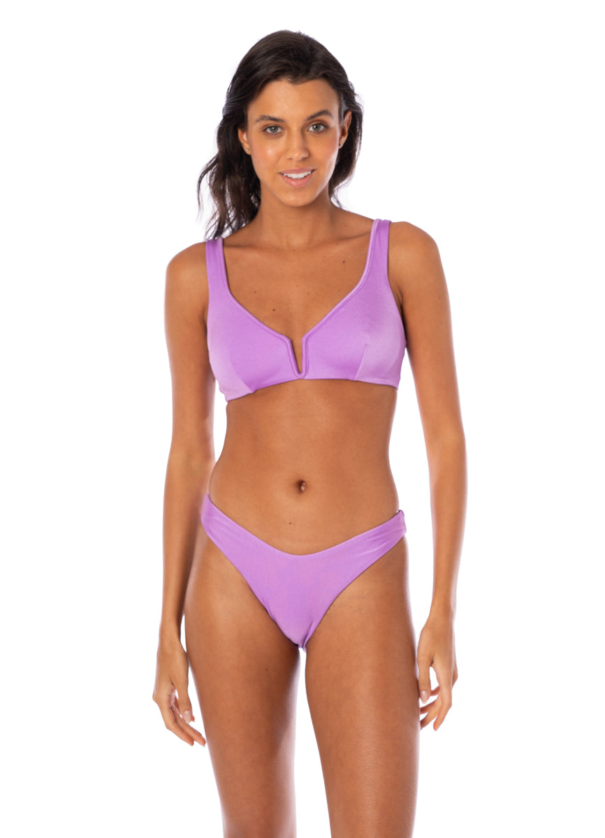 Maaji Metallic Lilac Splendour Regular Rise Thin Side Bikini Bottom