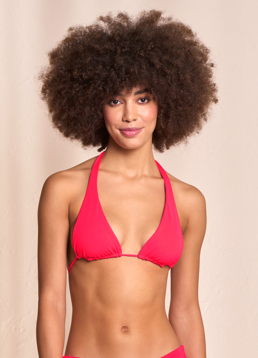 Maaji Cherry Red Kalima Front Tie Halter Bikini Top