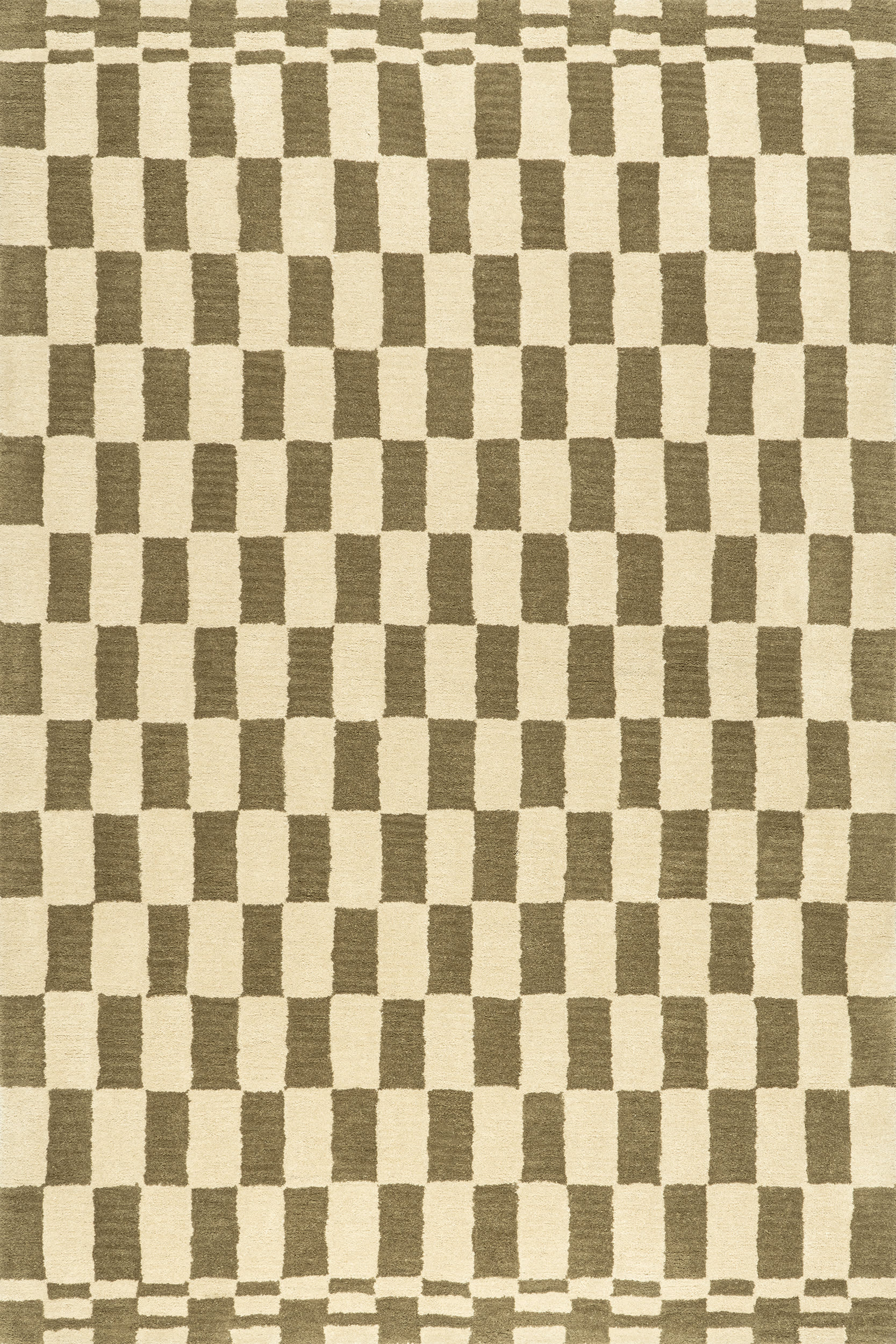 Kai Checkerboard Wool Rug | Olive