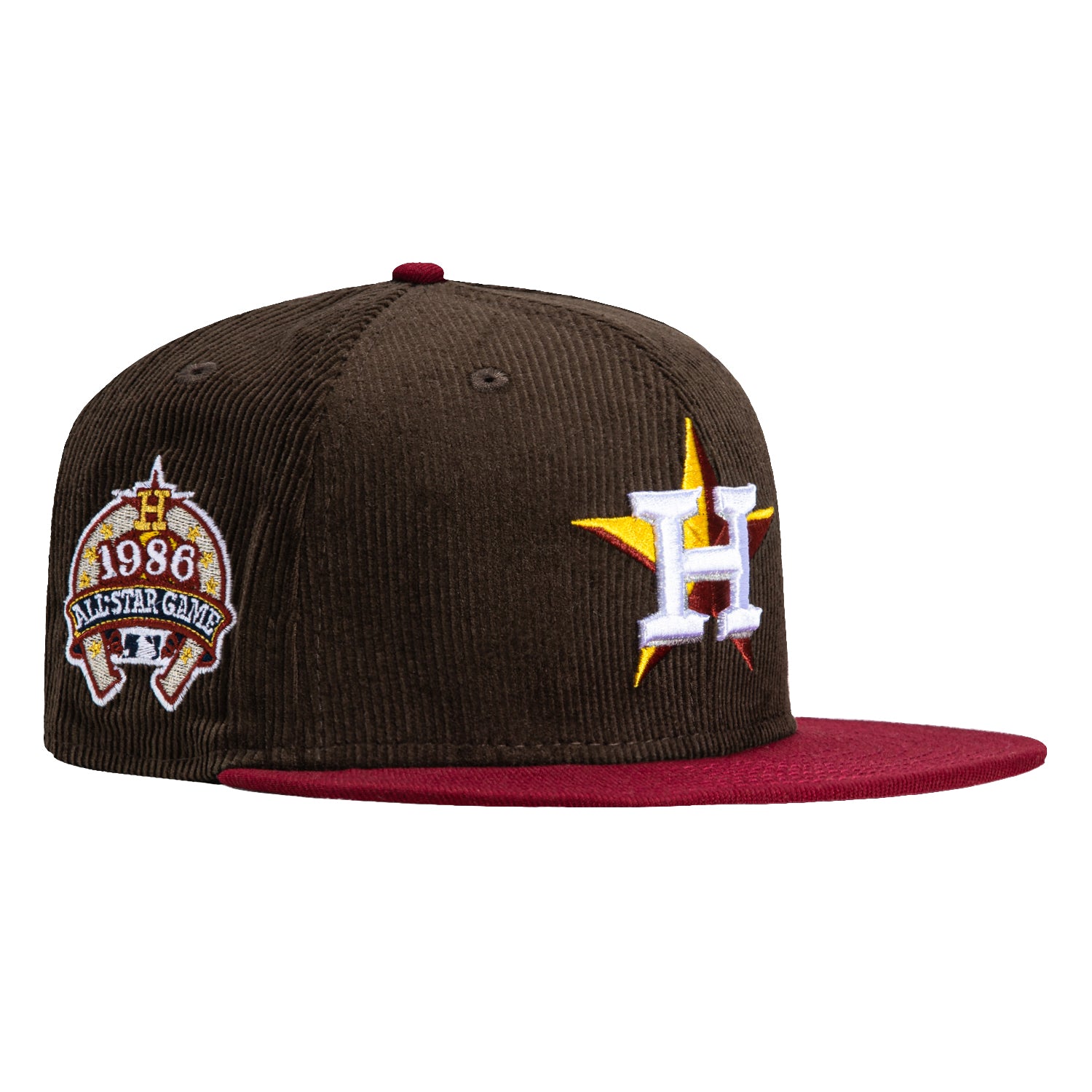 New Era 59Fifty Cord Visor Houston Astros 1986 All Star Game Patch Hat - Brown, Cardinal