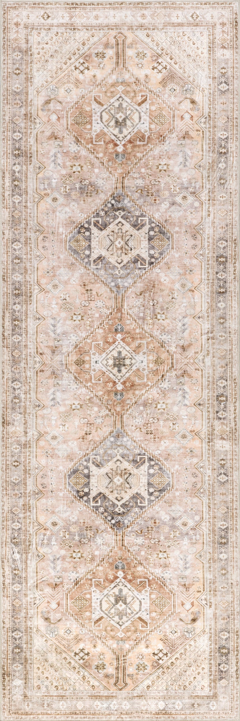 Neriah Medallion Washable Rug | Peach